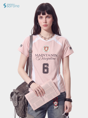 AlleyGlow - Women's Sorona® Color-Block Letter Print Slim Fit T-Shirt