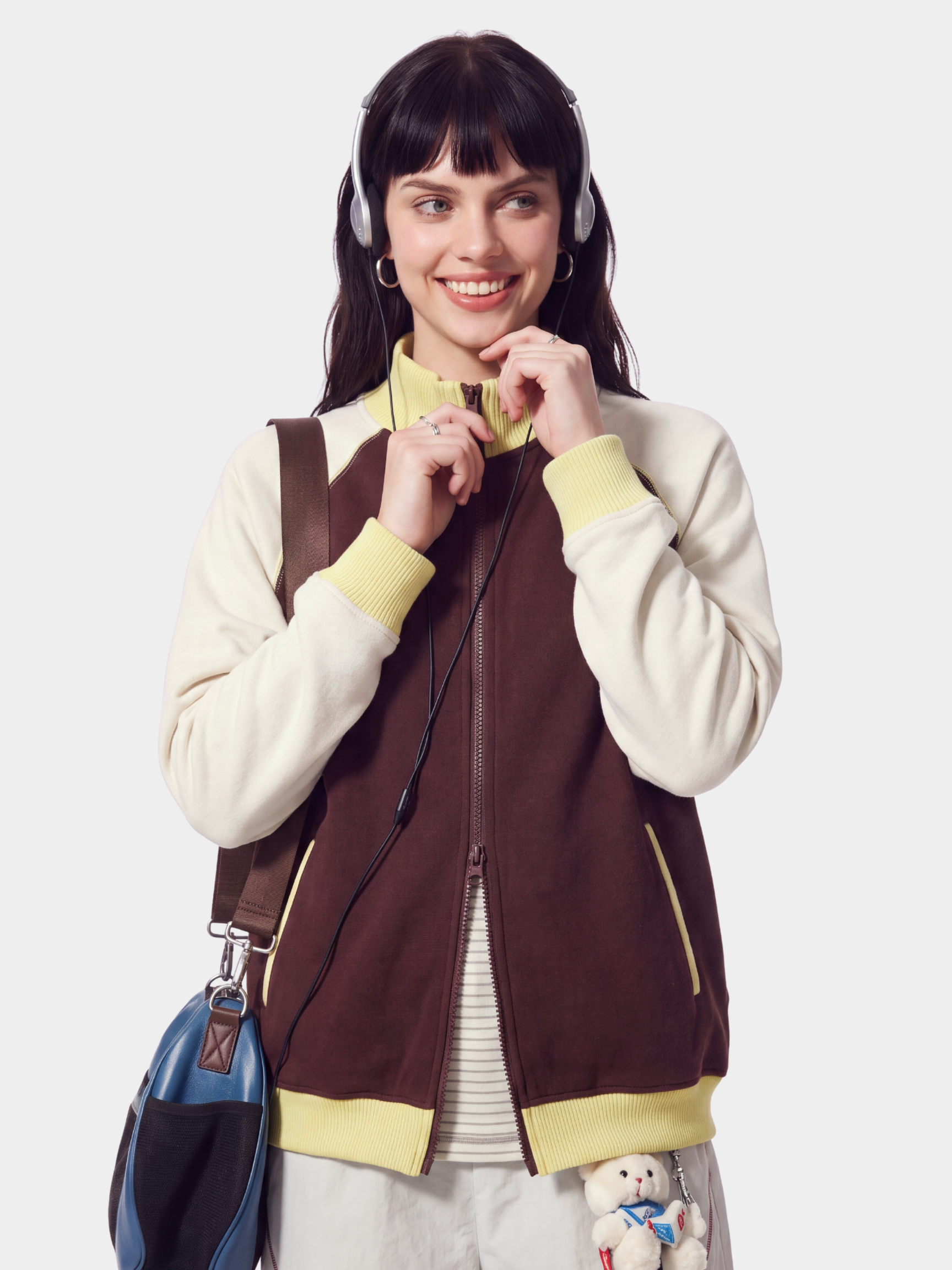 EdgeDrift - Unisex Color-Block Raglan Stand Collar Zip Jacket