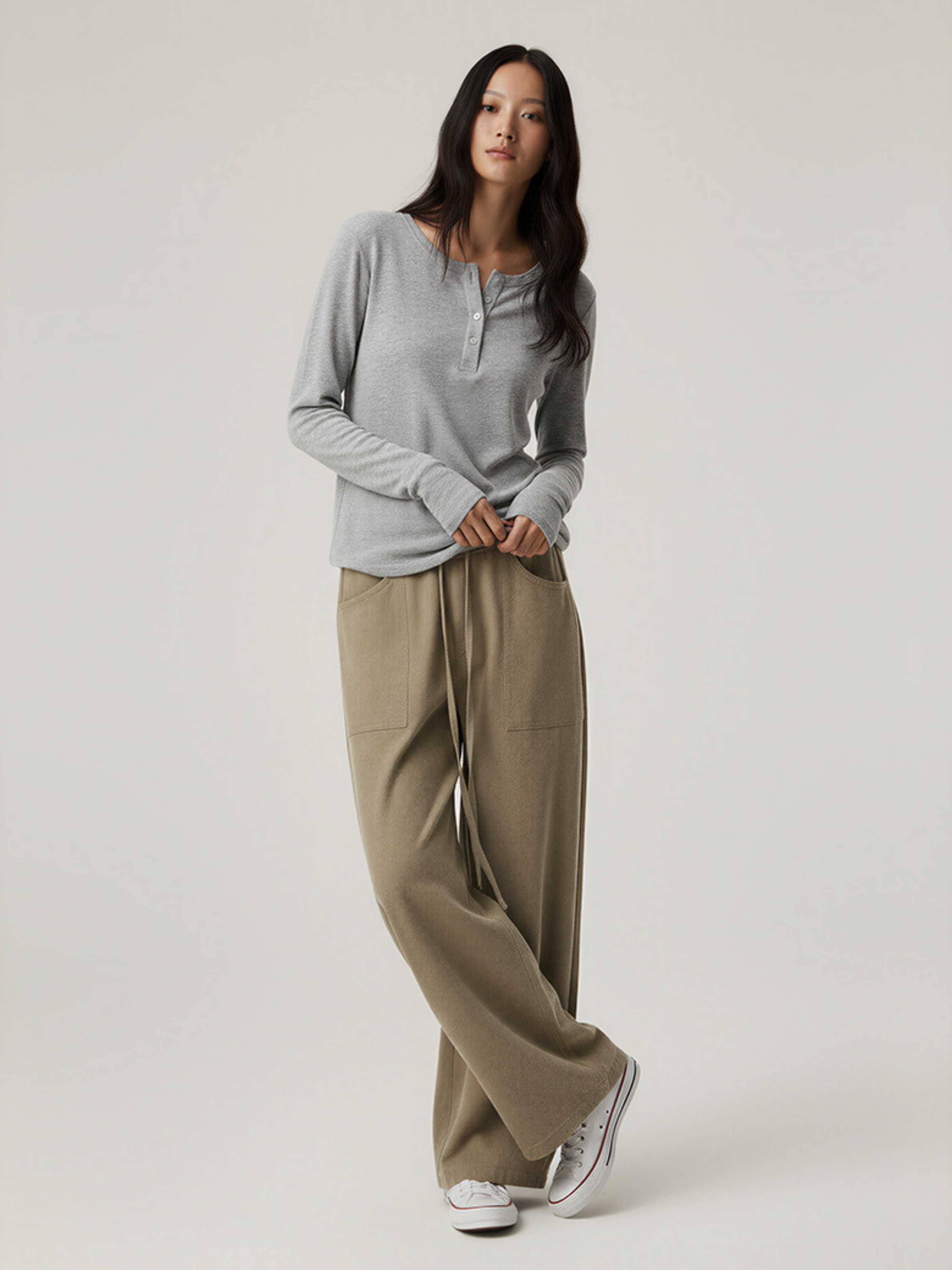 Ashford - Women's TENCEL™ Henley Neck Slim-Fit Long Sleeve Tee