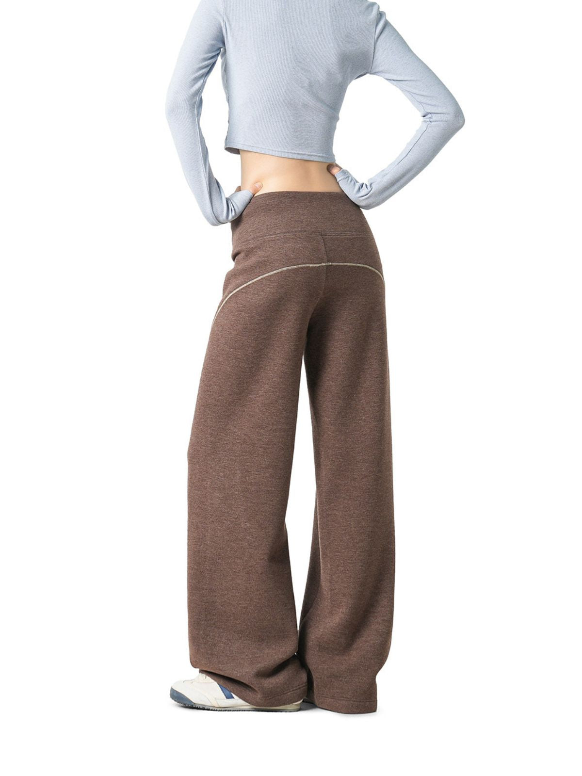 Basinpath - Women's Contrast-Stitch High-Waisted Slight-Flare Pants