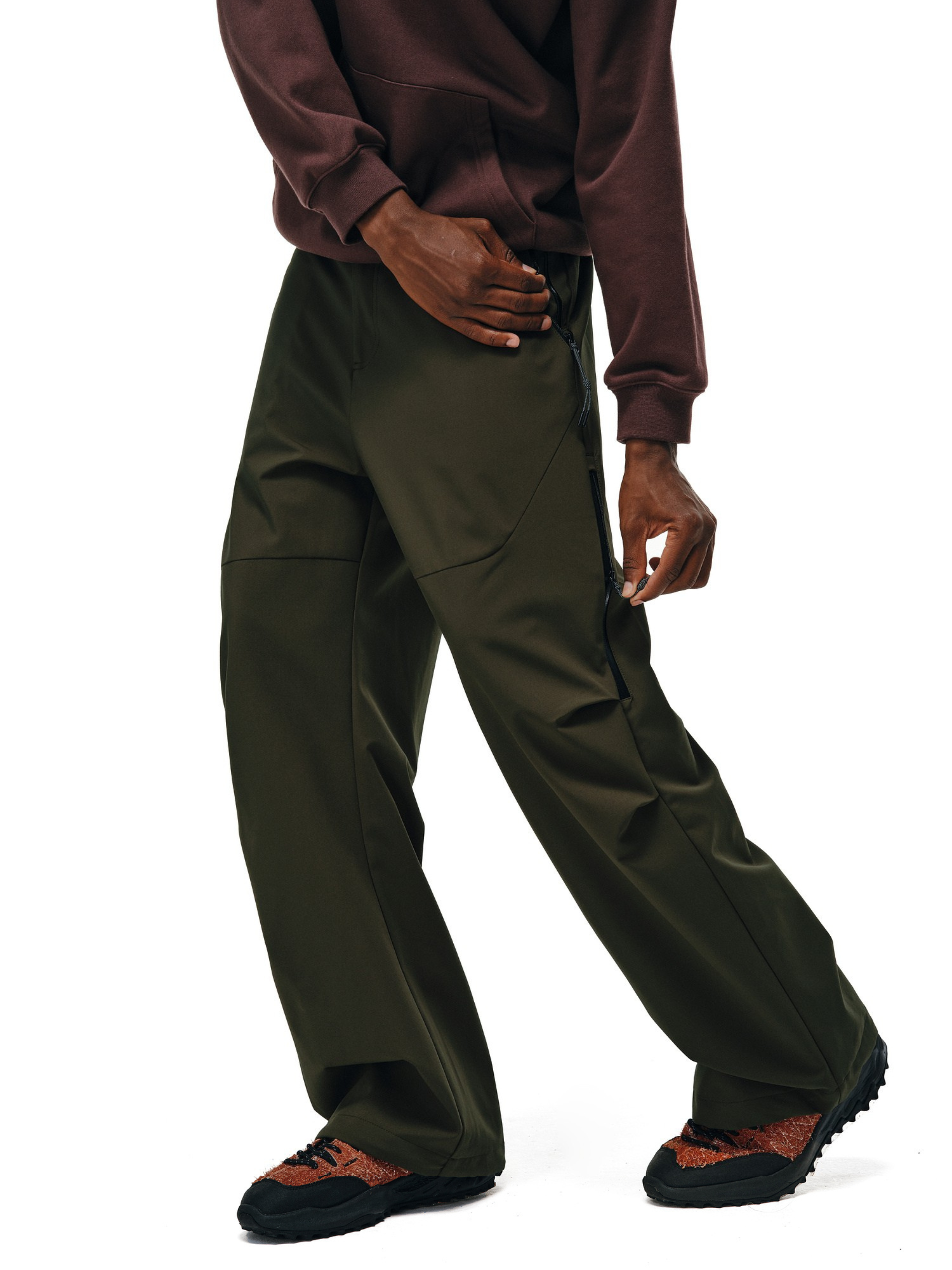 Stormlore - Men's Skin-Friendly Draped Zip Straight-Leg Pants