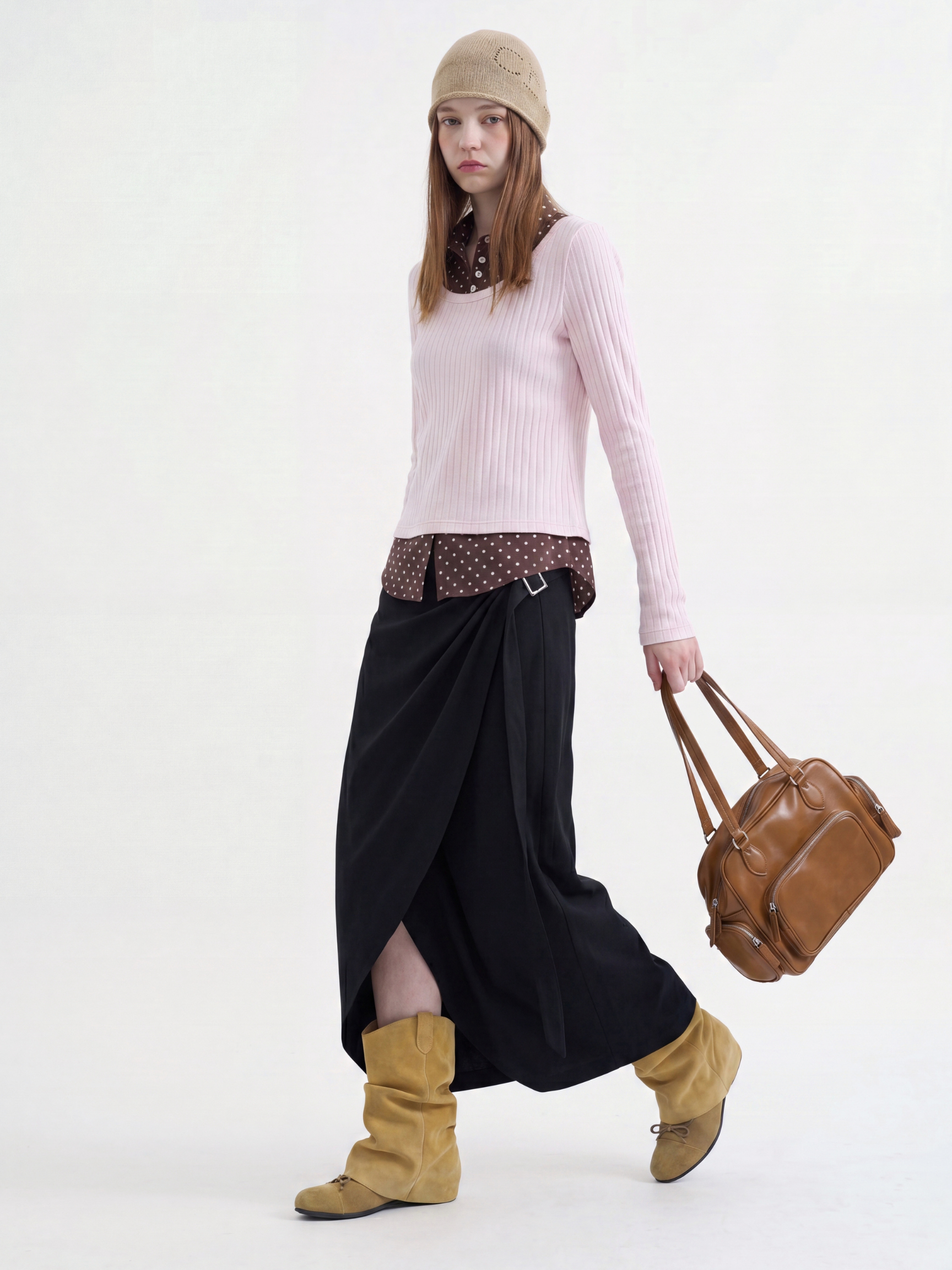 QuietFlow - Women's Adjustable Tie-Waist Linen-Look A-Line Maxi Skirt