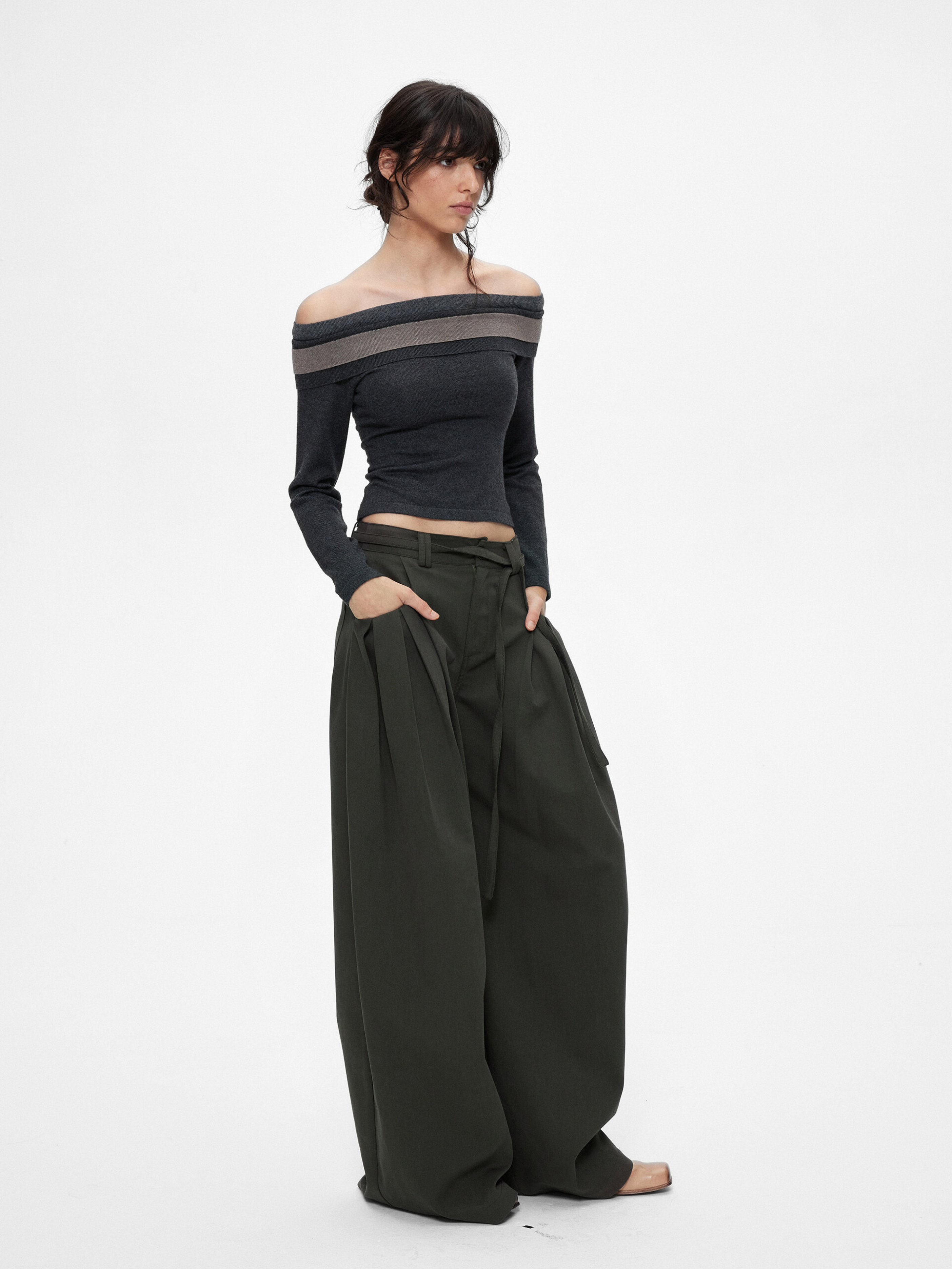 Ironwood - Women's Color-Block Off-Shoulder Knit Slim-Fit Top