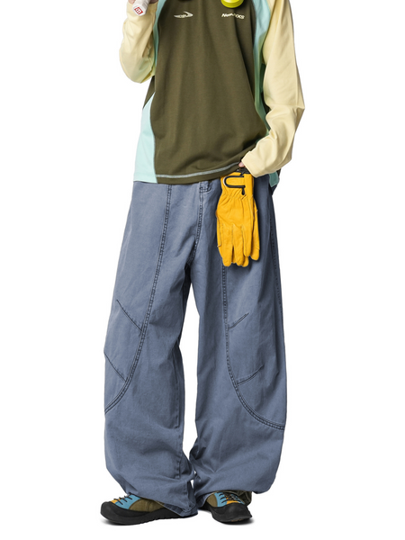い*た様 SOUMO for Graphpaper Flight Pants Freewind - Men's Pure Cotton Straight-Leg Loose Scimitar Pants