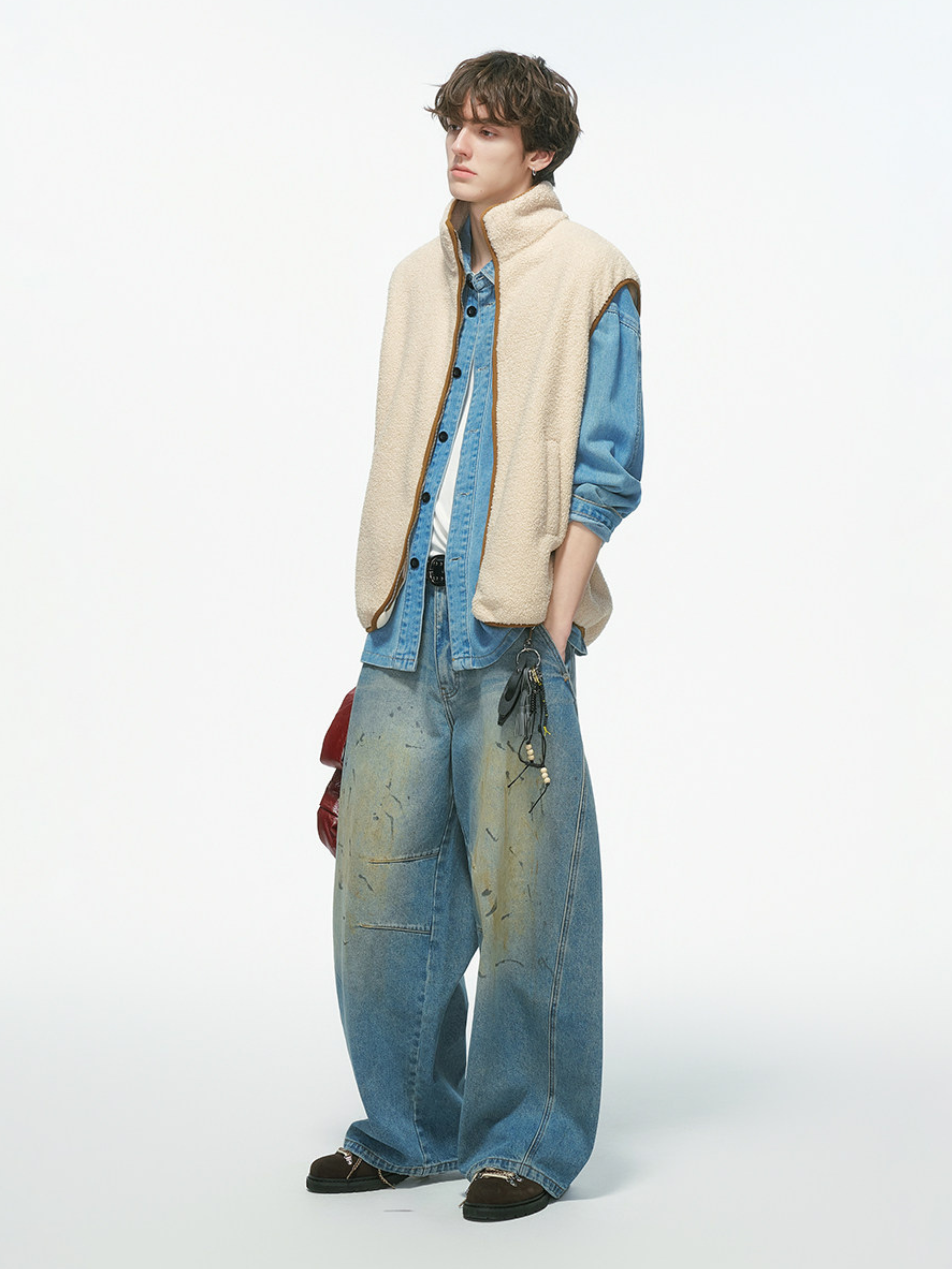 Ashveil - Men's Color-Block Shearling-Lined Vest