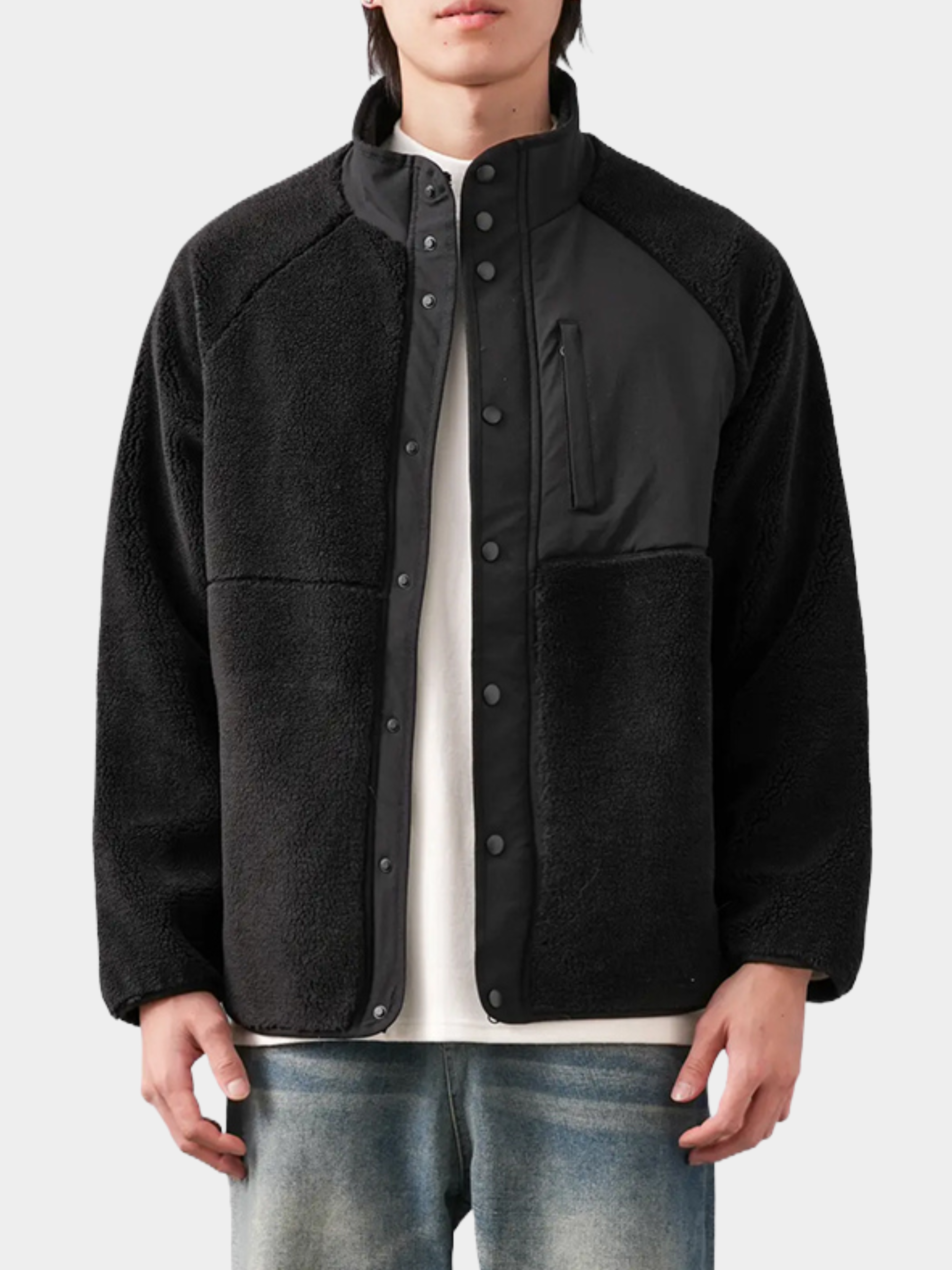 GlowBag - Men's Faux Shearling Thermal Stand Collar Jacket