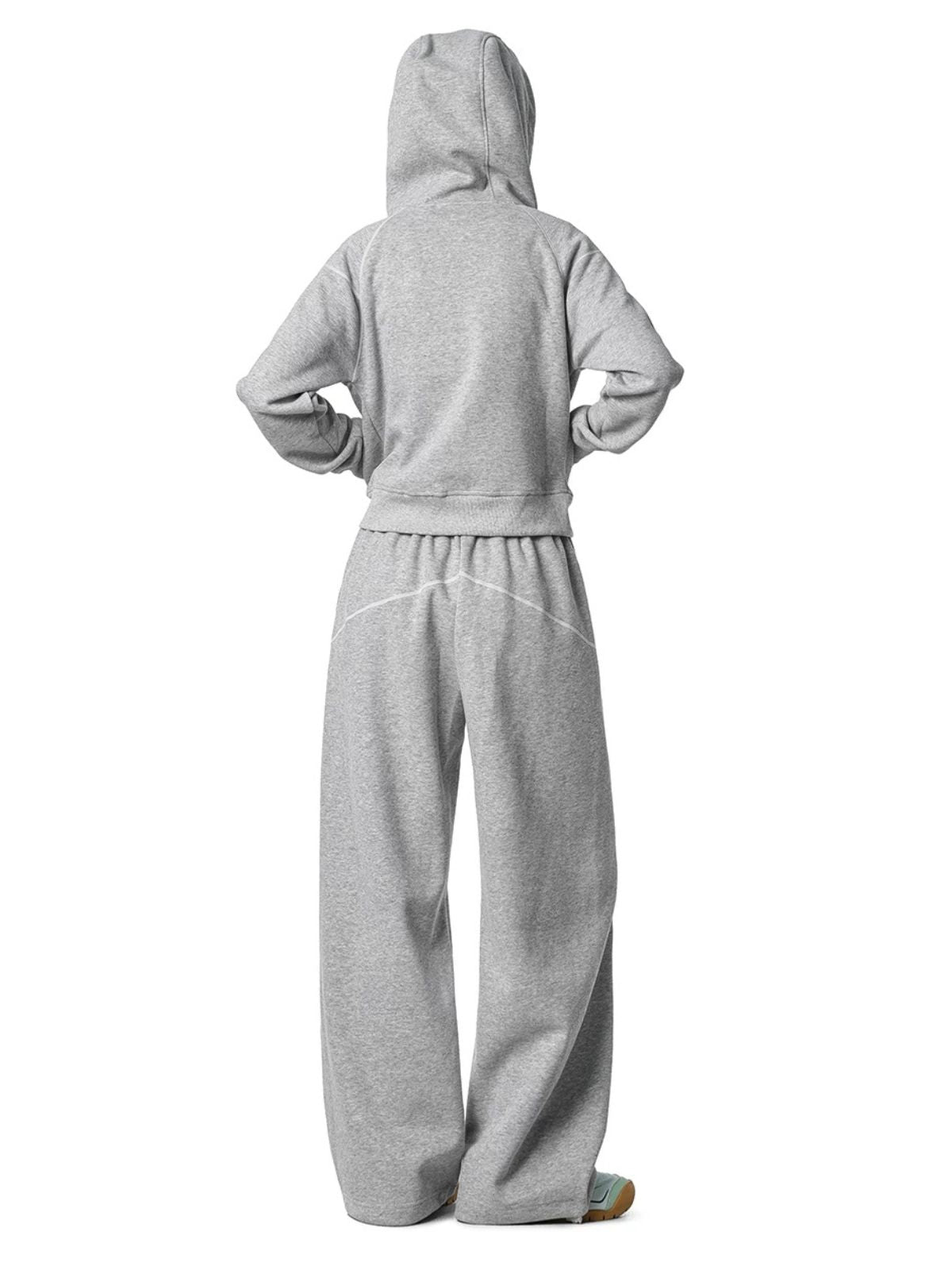 HawkSoar - Women's Contrast-Stitch Cropped Jacket & Wide-Leg Pants Set