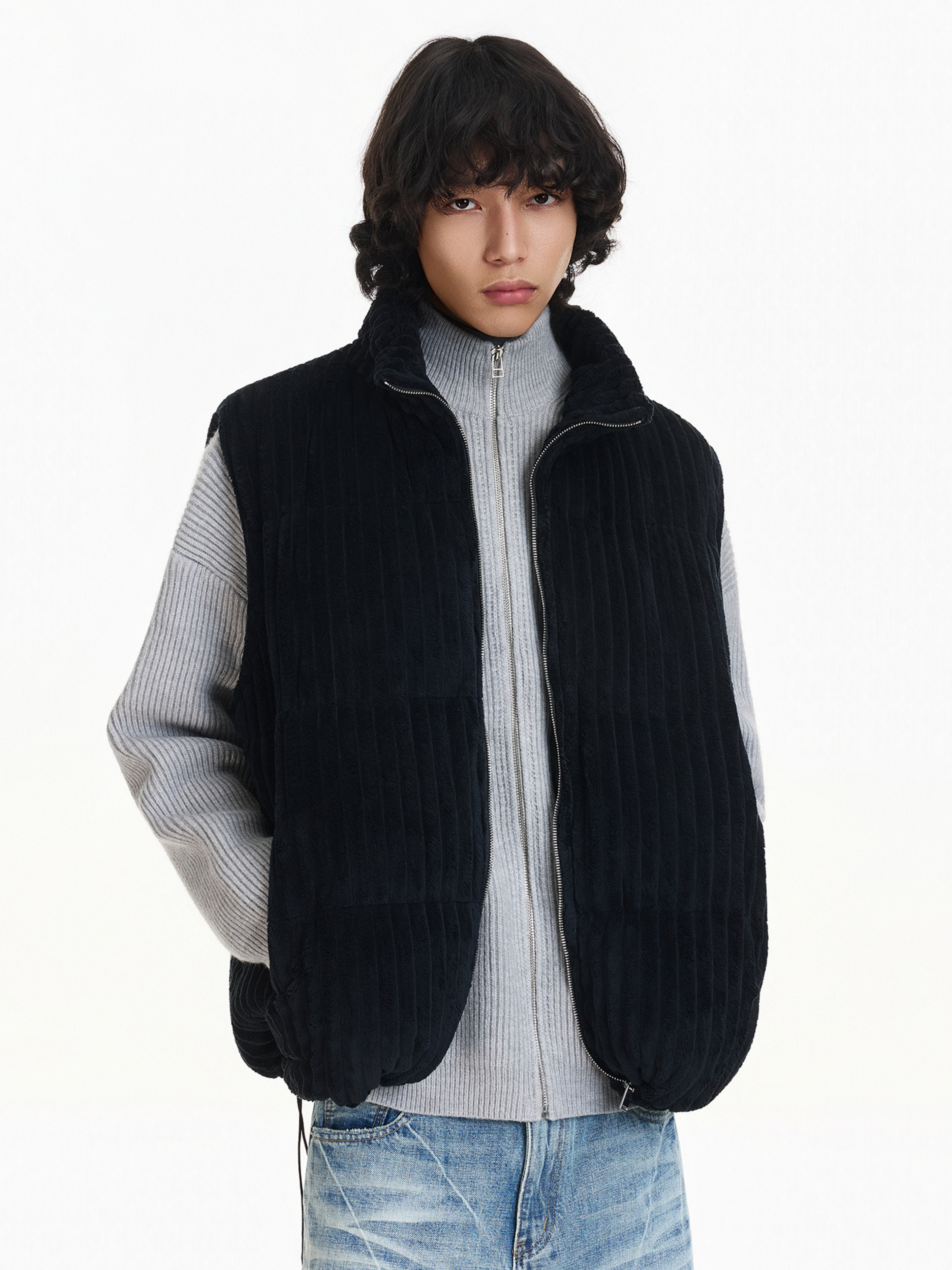 Ember - Unisex Corduroy Stand-Collar Padded Vest