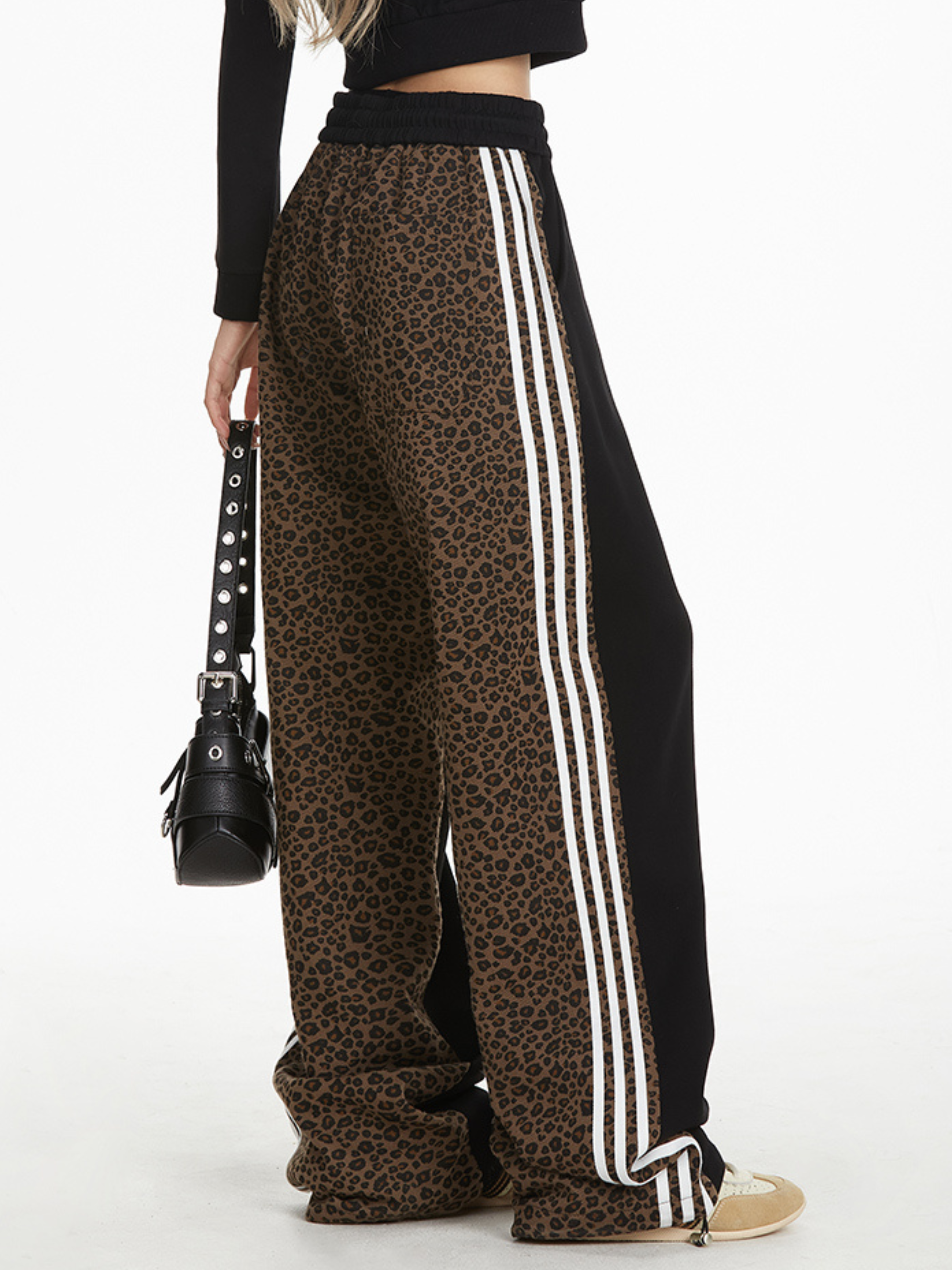 Frostlore - Women's Leopard-Panel Straight-Leg Casual Pants