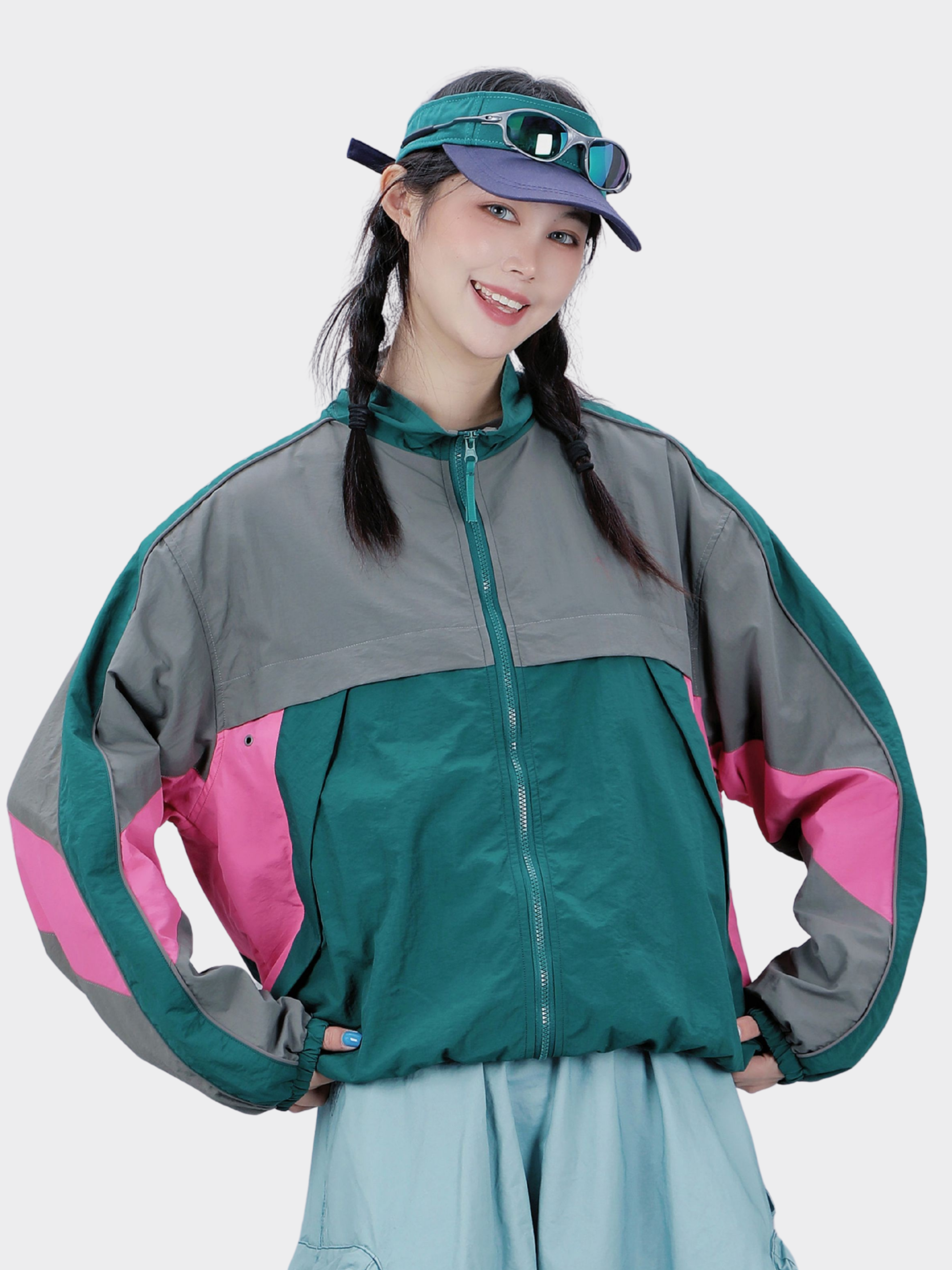 Venturer - Women's Colorblock Stand Collar Windbreaker Jacket