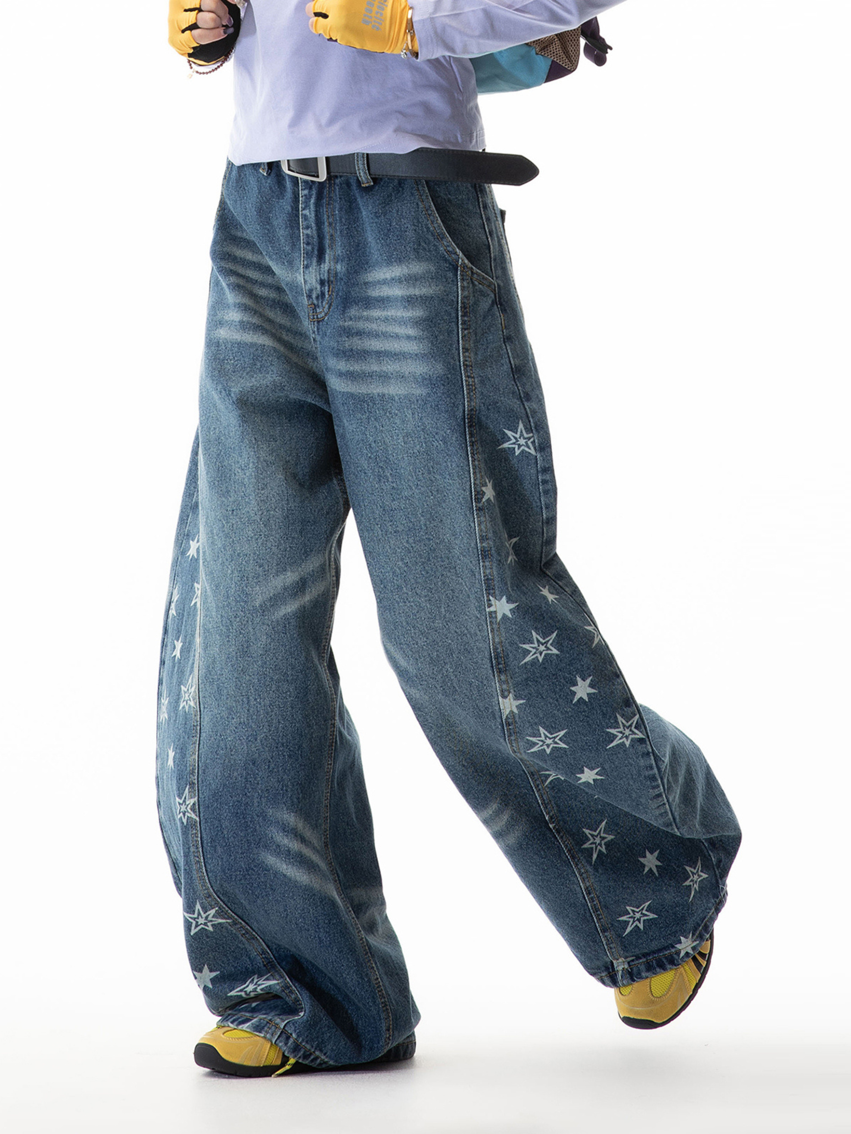Gravitas - Women's Star-Print Washed Scimitar Denim Pants