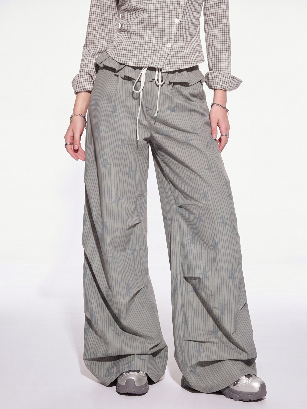 LineStar - Women's Striped Star Print Quick-Dry Parachute Pants