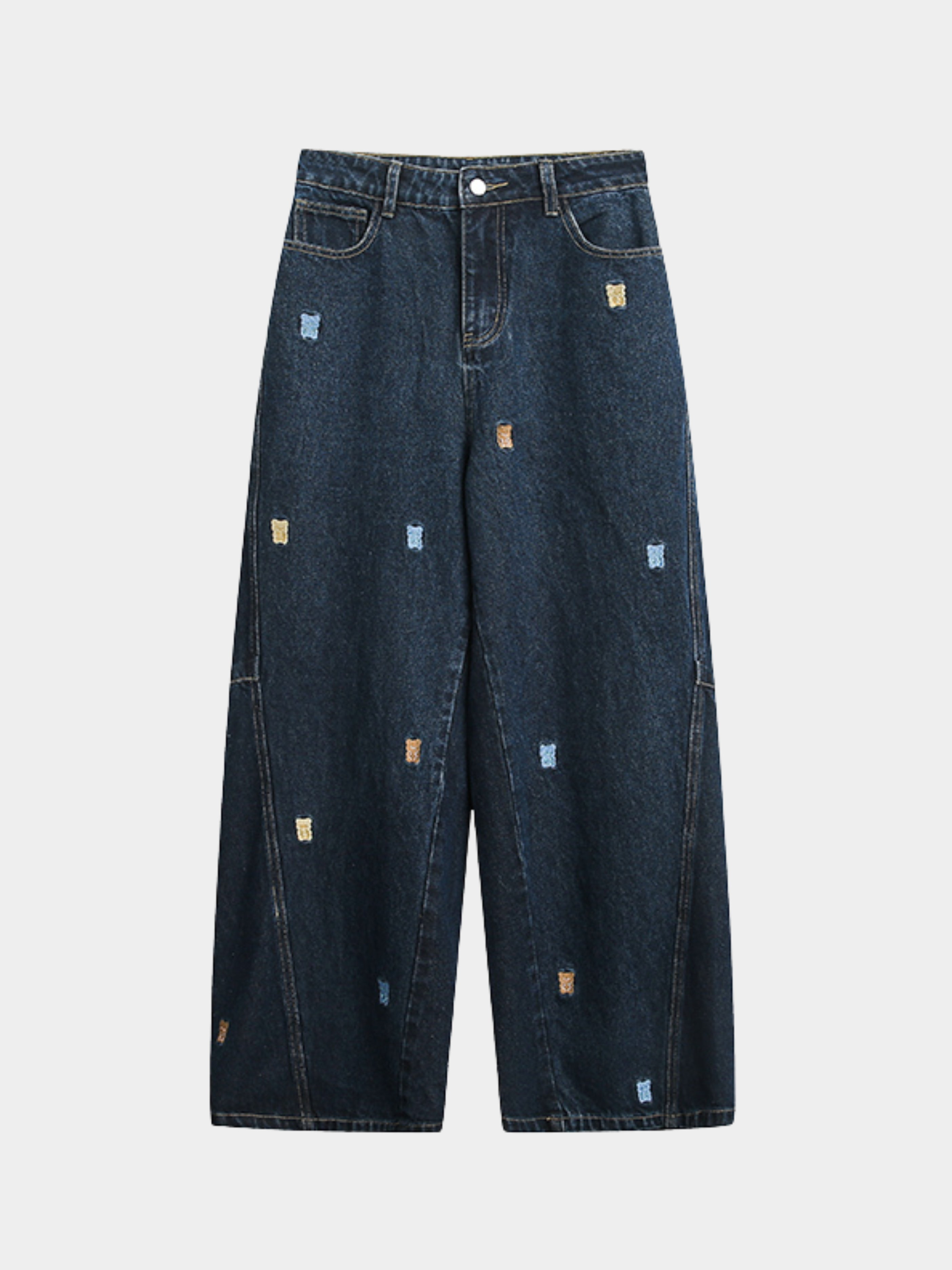 FrostLife - Women's Cartoon Bear Embroidered Denim Jeans