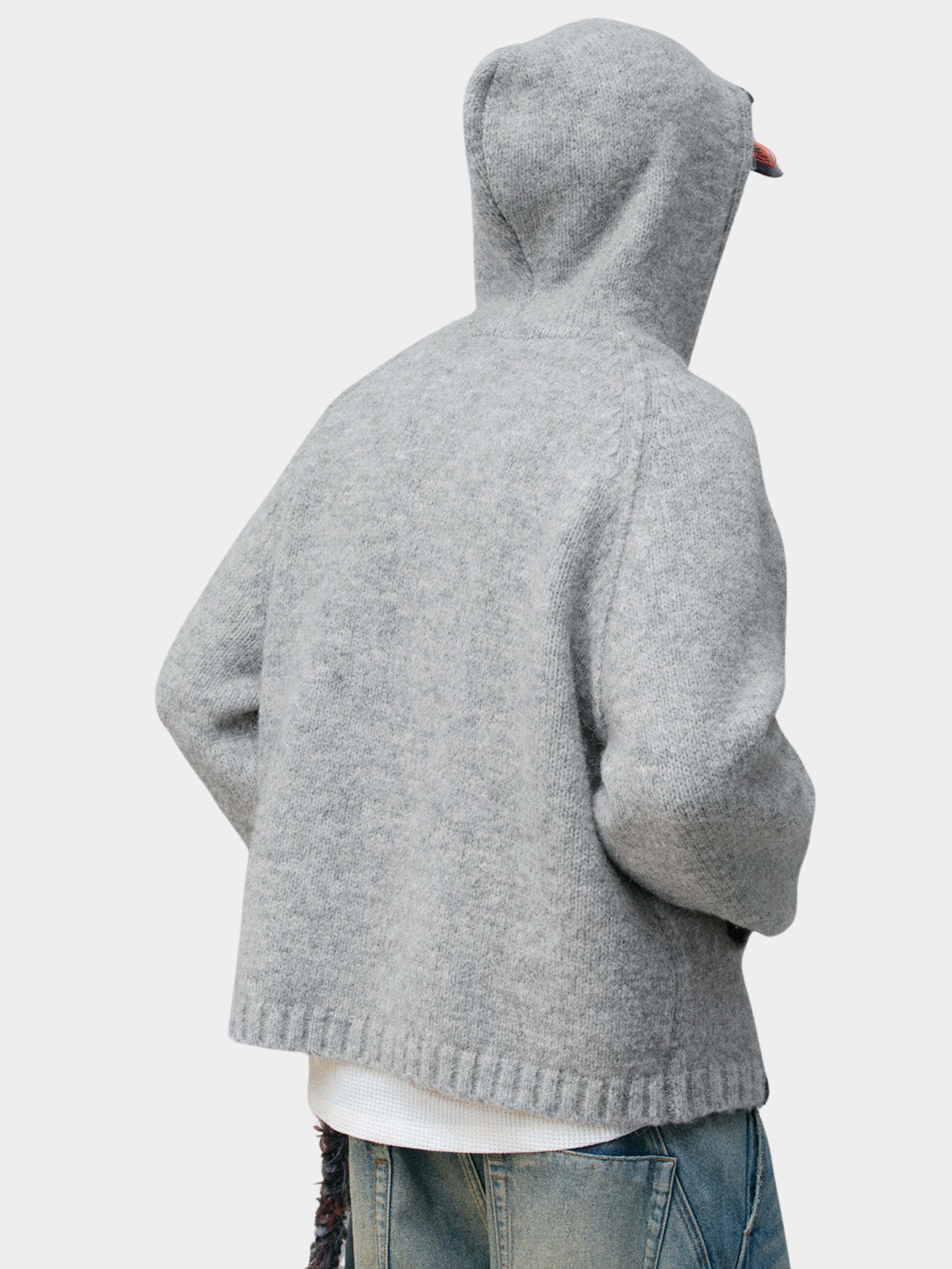 Ravensoul - Unisex Loose-Fit Zip-Up Hooded Knit Sweater