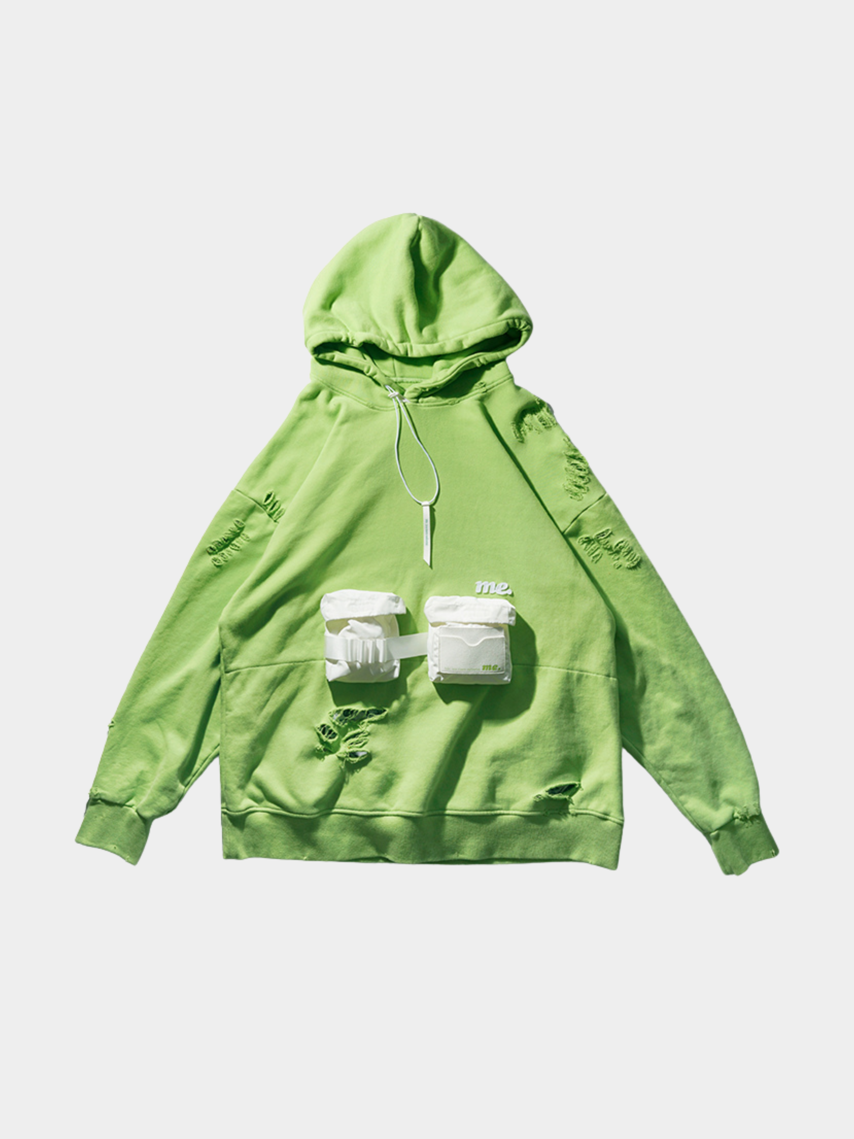 HeatLamp - Men's Washed Distressed Embroidered Pocket Hoodie