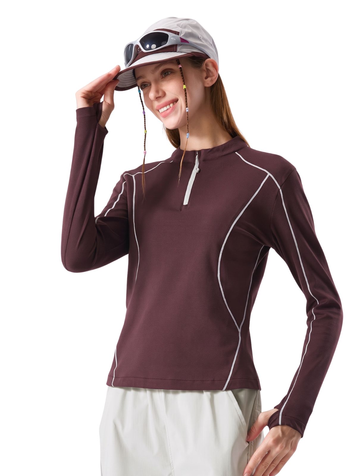 HawkTract - Women's UPF 50+ Antibacterial Quick-Dry Half-Zip T-Shirt