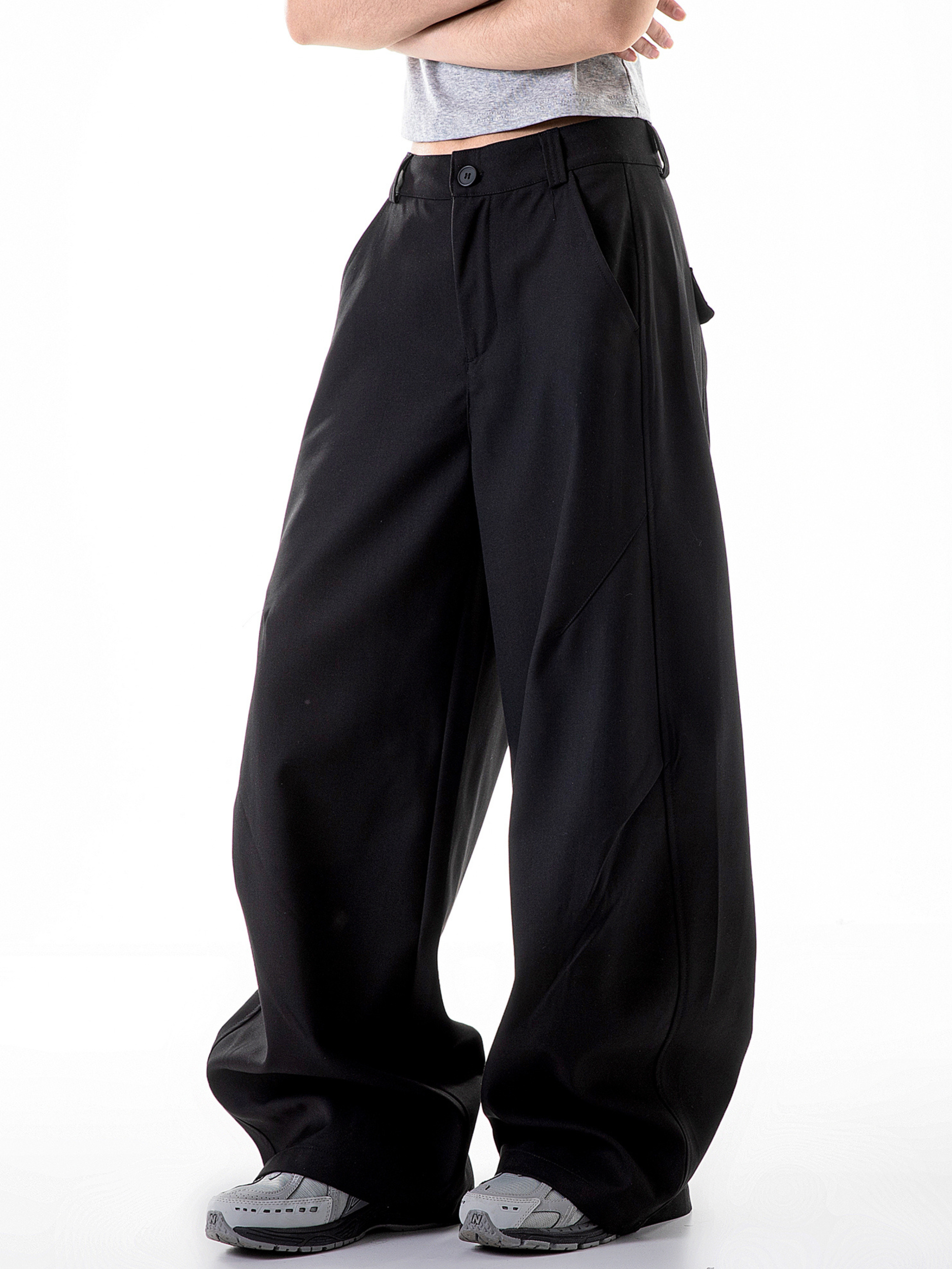 Frostline - Women's Wrinkled Scimitar Wide-Leg Suit Pants