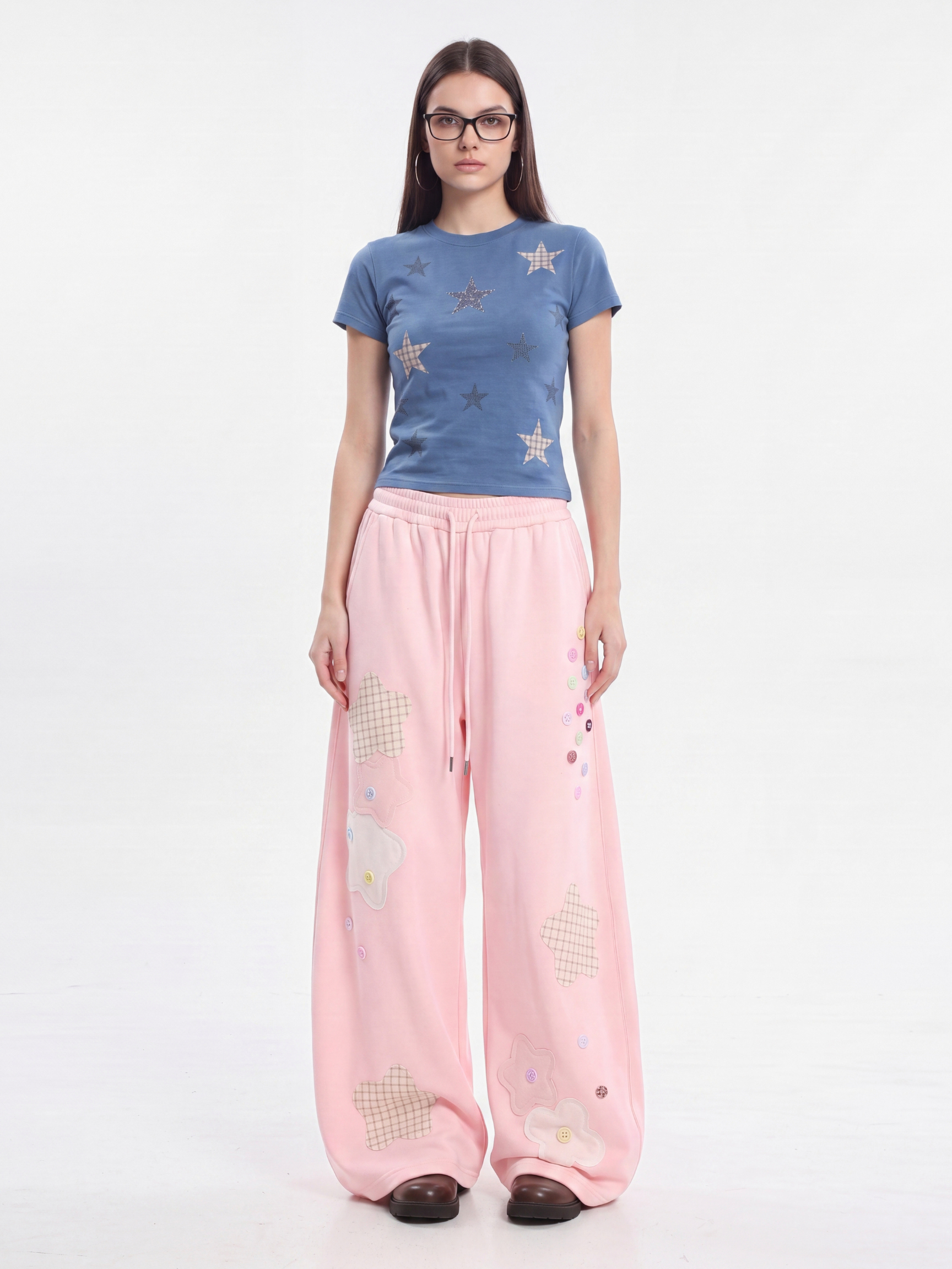 Radiance - Women's Star Patch Embroidered Relaxed Pants