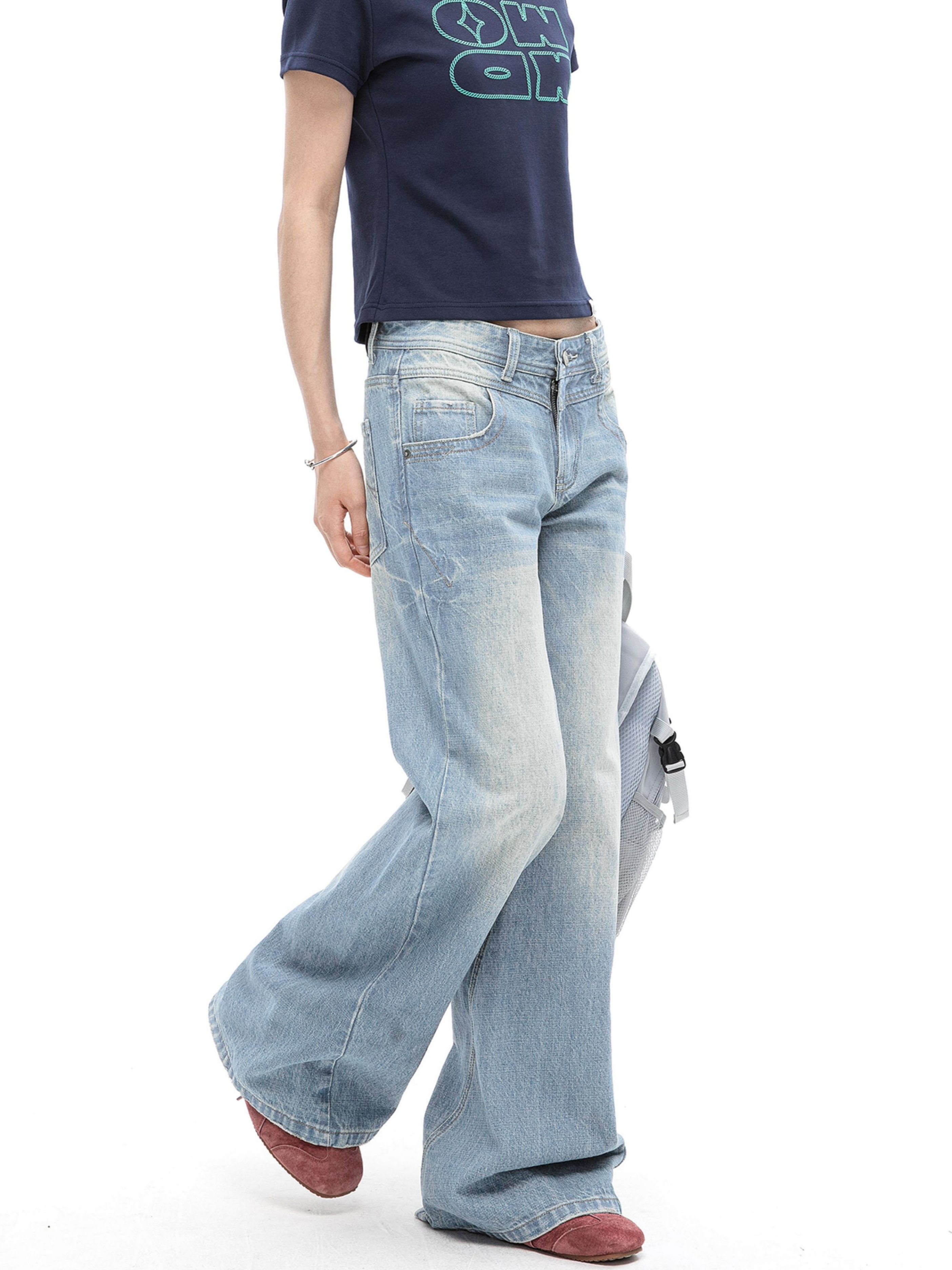 Canyonclimb - Women's Washed Blue Slight Flare Straight Jeans