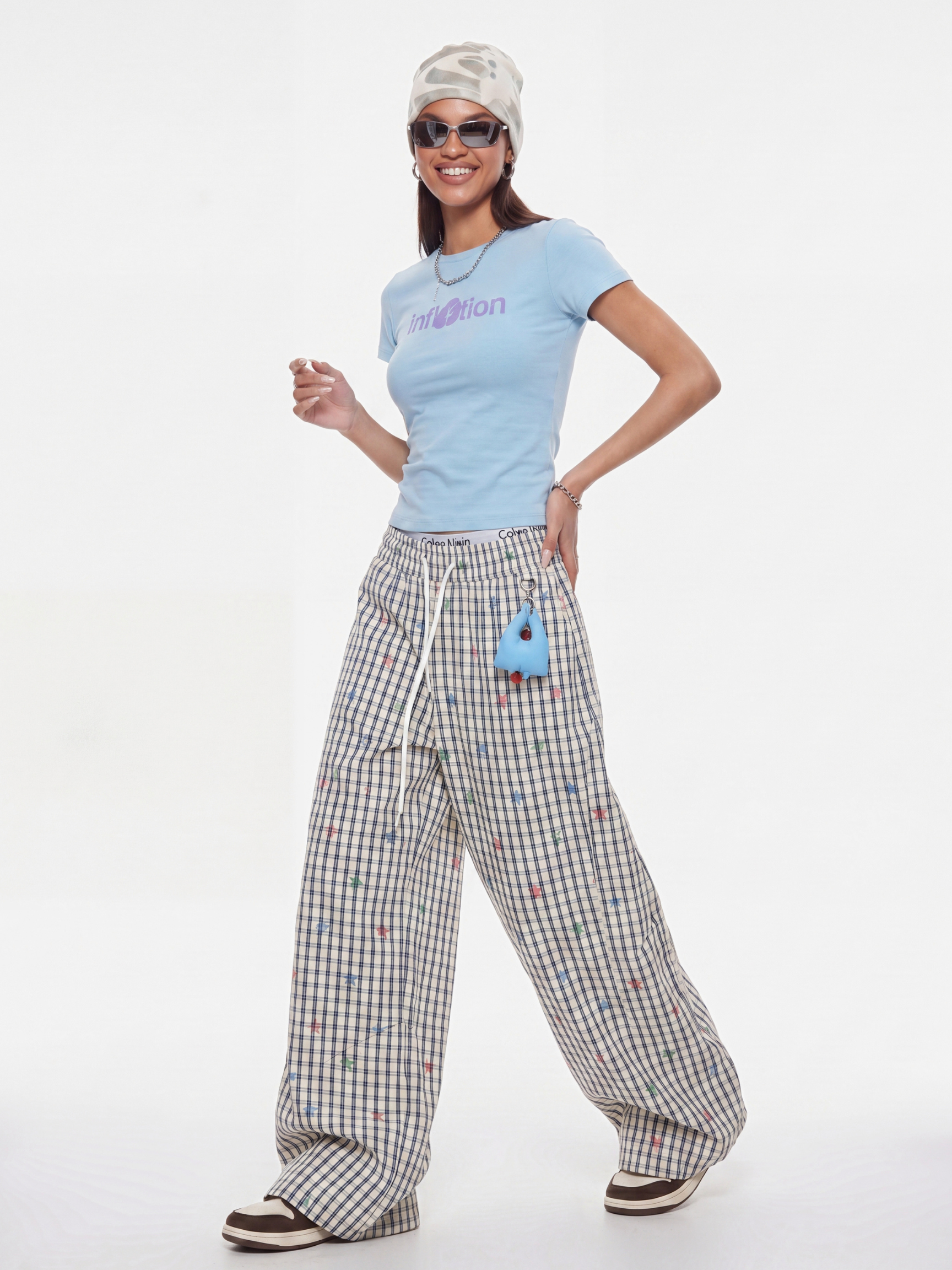 Stitch - Women's Colorful Star Stripe Wide-Leg Pants