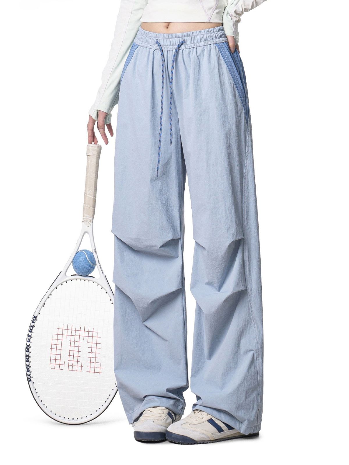 Crestwalk - Women's Geometric Cutline Pleated Paratrooper Pants
