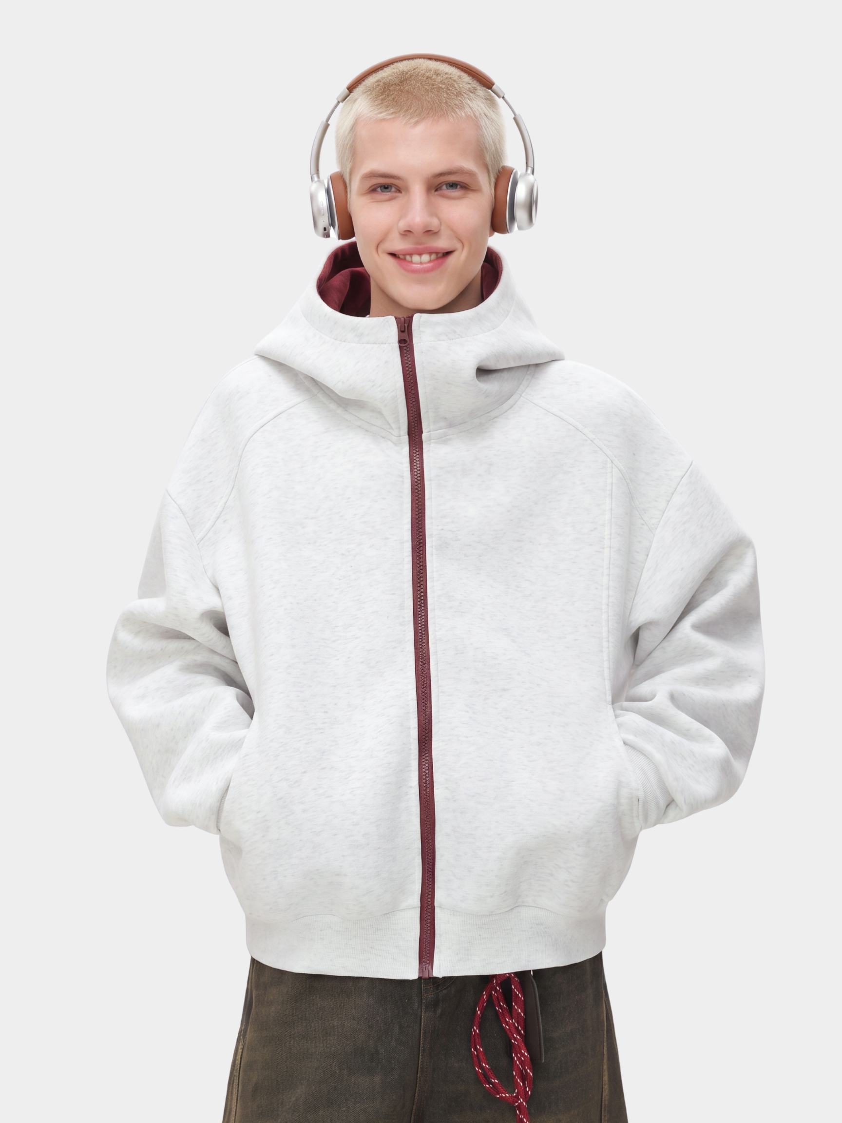 NeckVeil - Men's Contrast Color High Neck Zip-Up Jacket