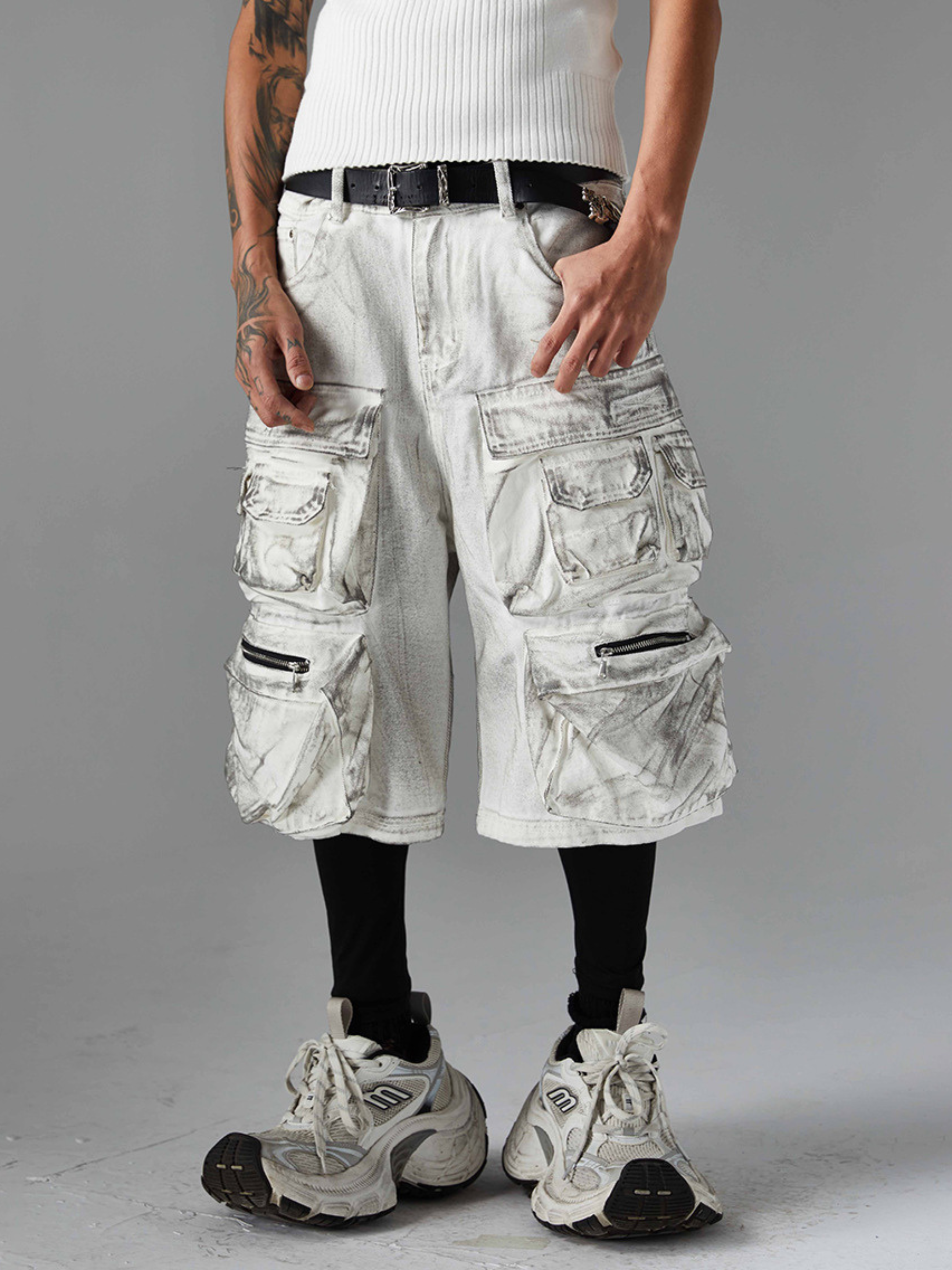 BaseSeat - Men's Distressed Dye Unique Shorts GONGGAR SPORTS