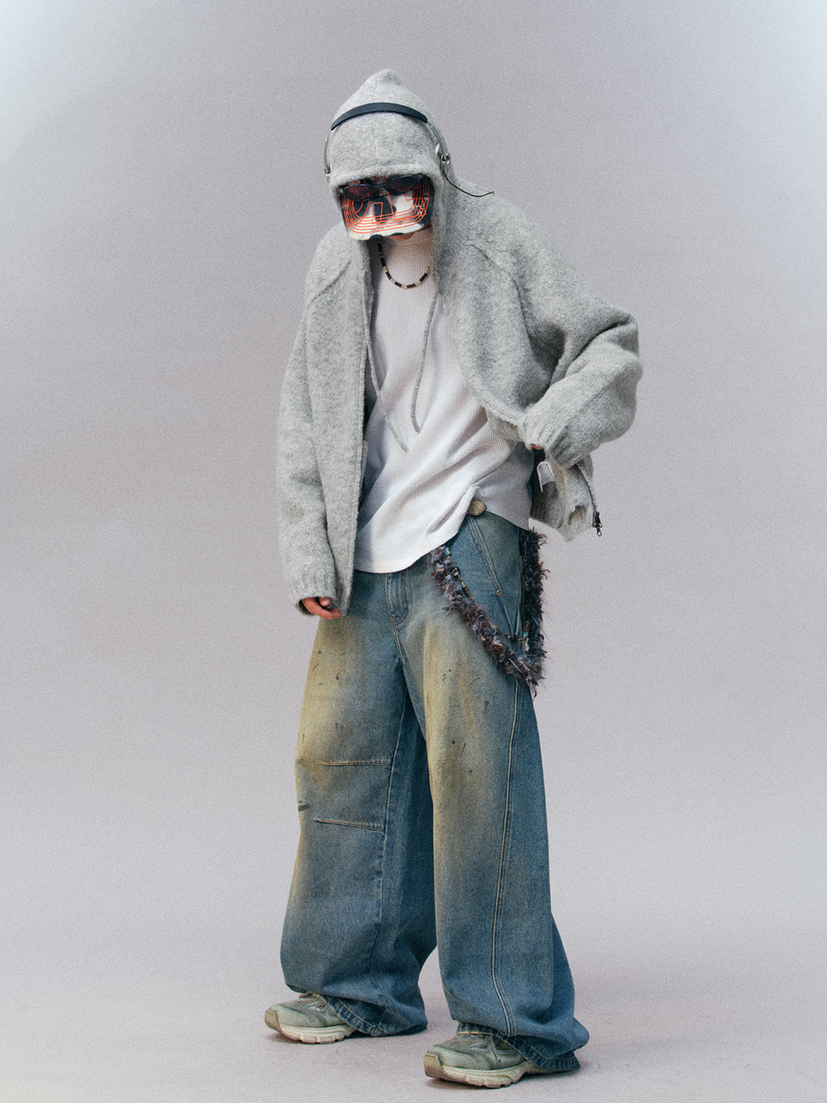 Ravensoul - Unisex Loose-Fit Zip-Up Hooded Knit Sweater