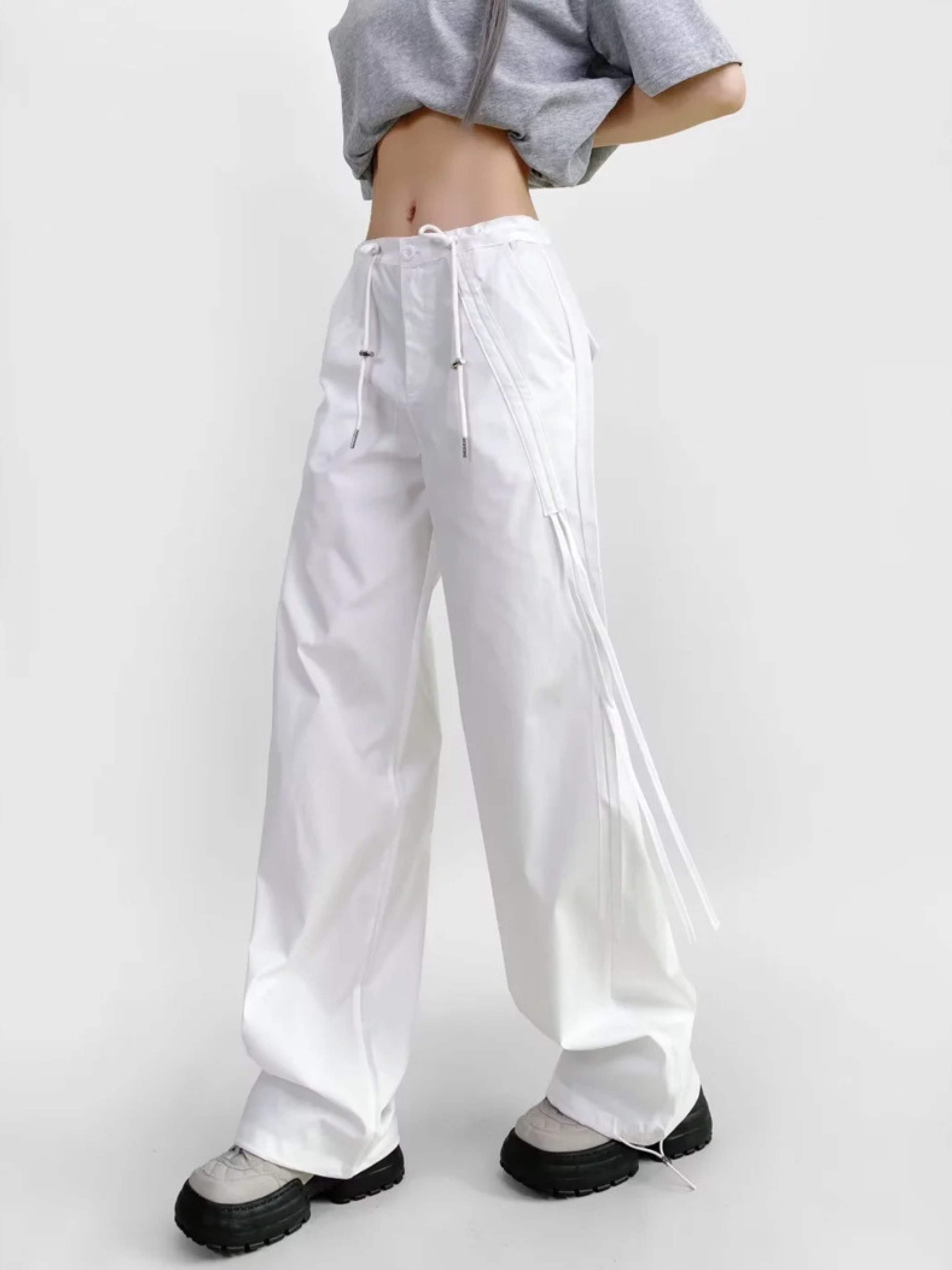 ThornPath - Women's Drawstring Tie Double-Pocket Loose-Fit Pants