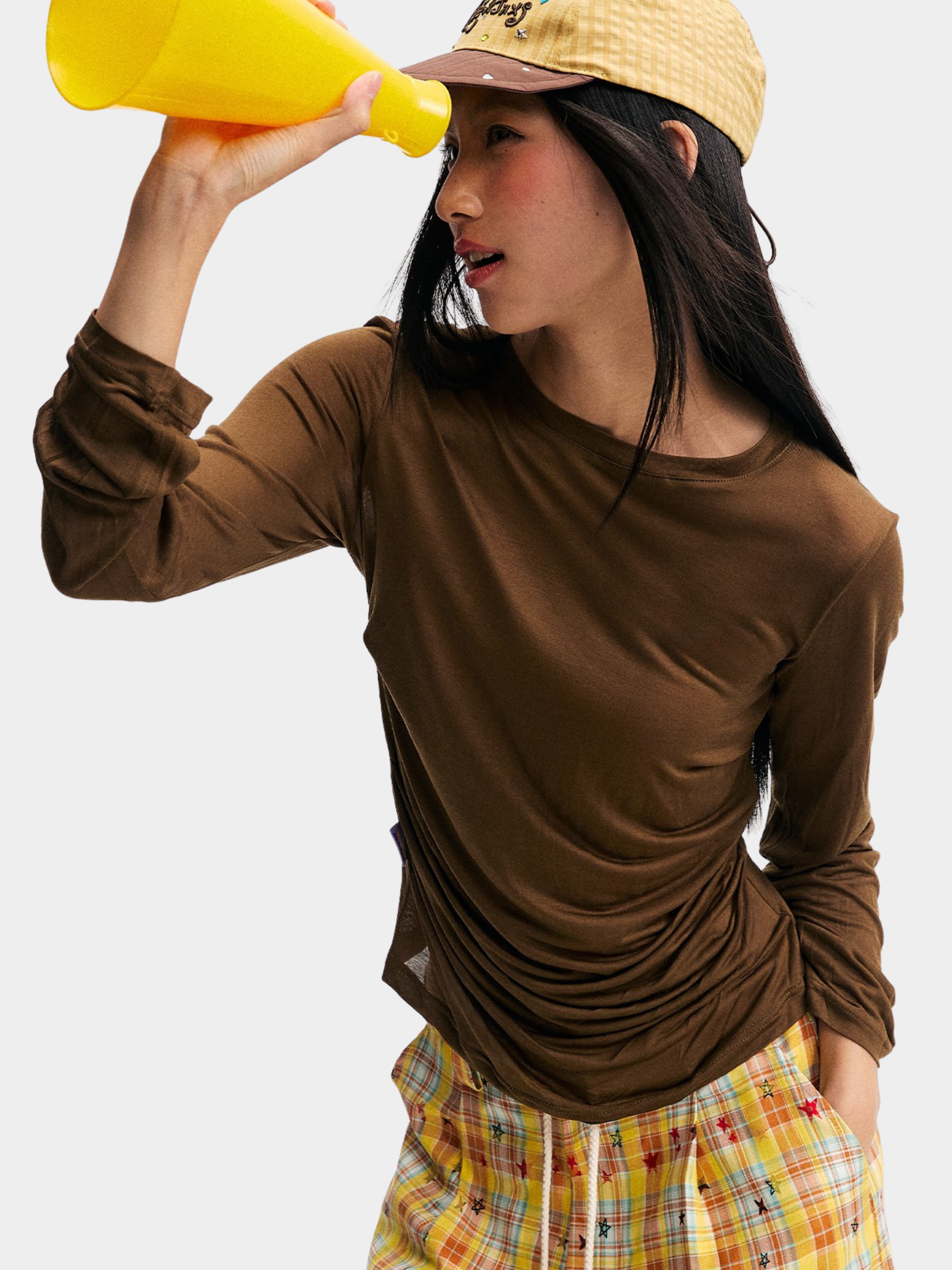 Ashbase - Women's Lightweight Lyocell Star Print Long Sleeve Top