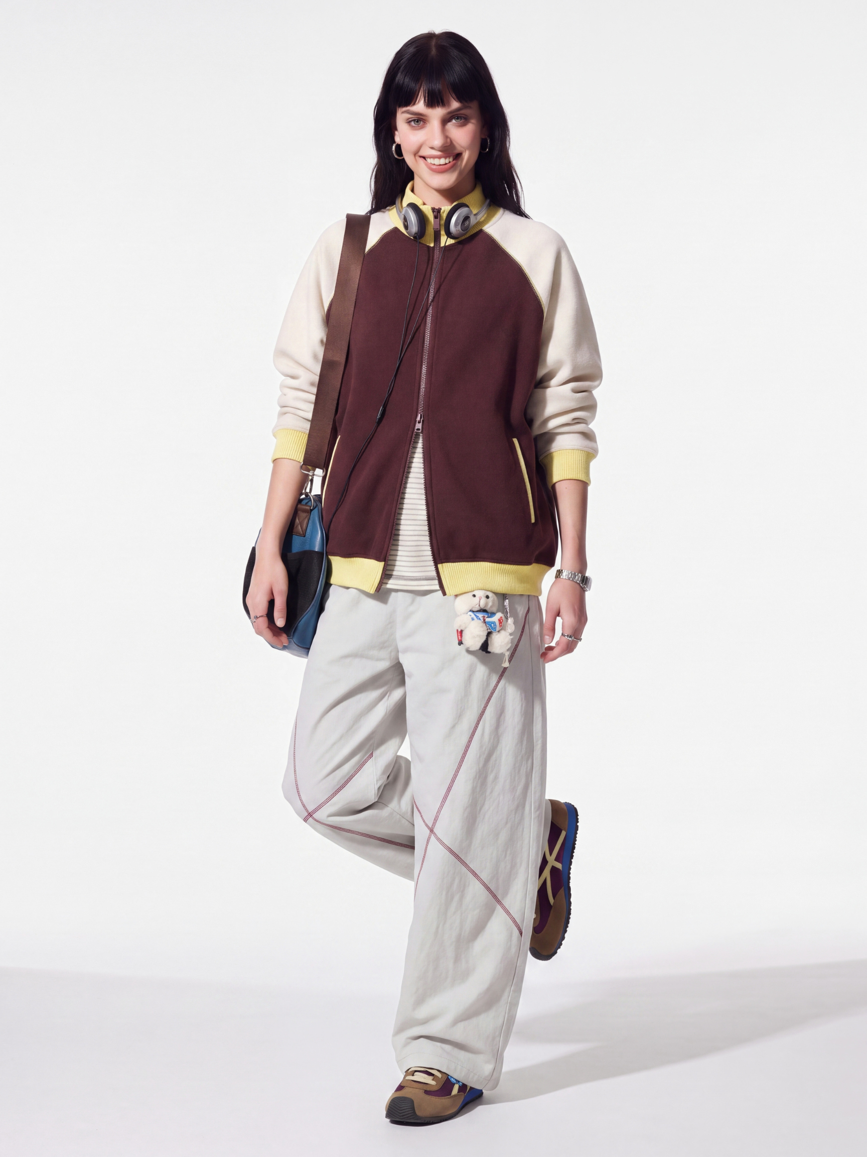 EdgeDrift - Unisex Color-Block Raglan Stand Collar Zip Jacket