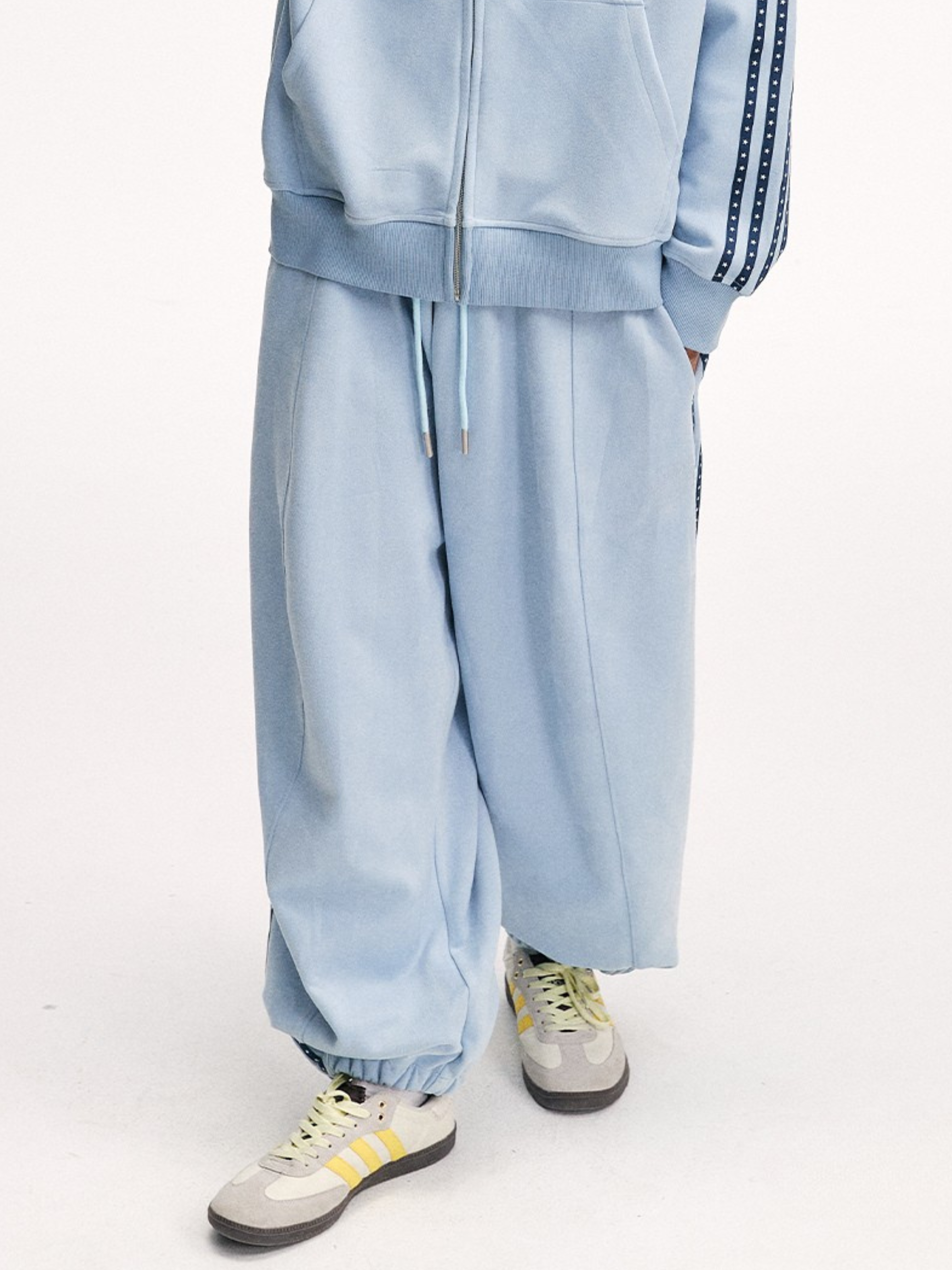 Skyflame - Faux Suede Star Webbing Jogger Pants