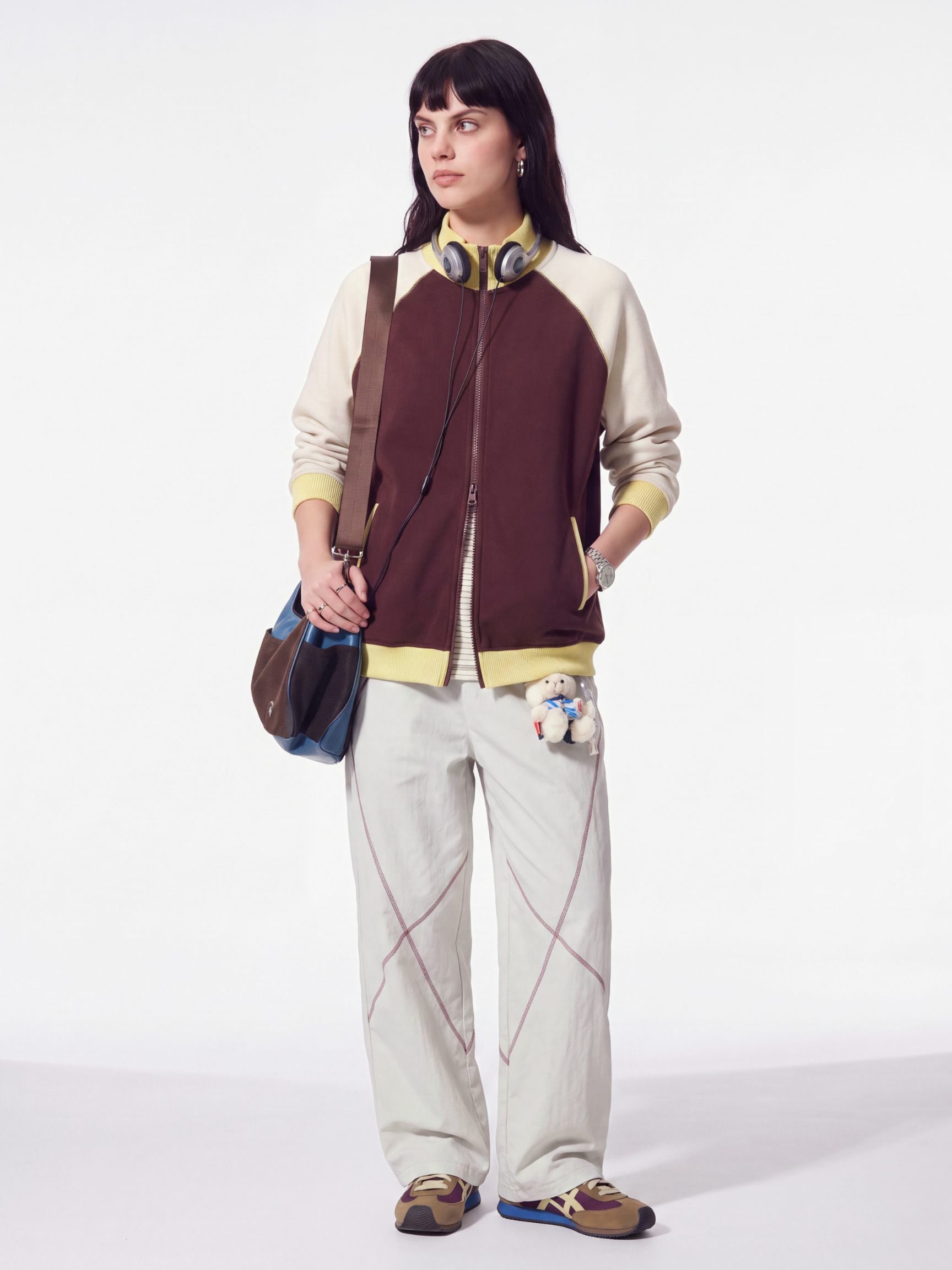 EdgeDrift - Unisex Color-Block Raglan Stand Collar Zip Jacket