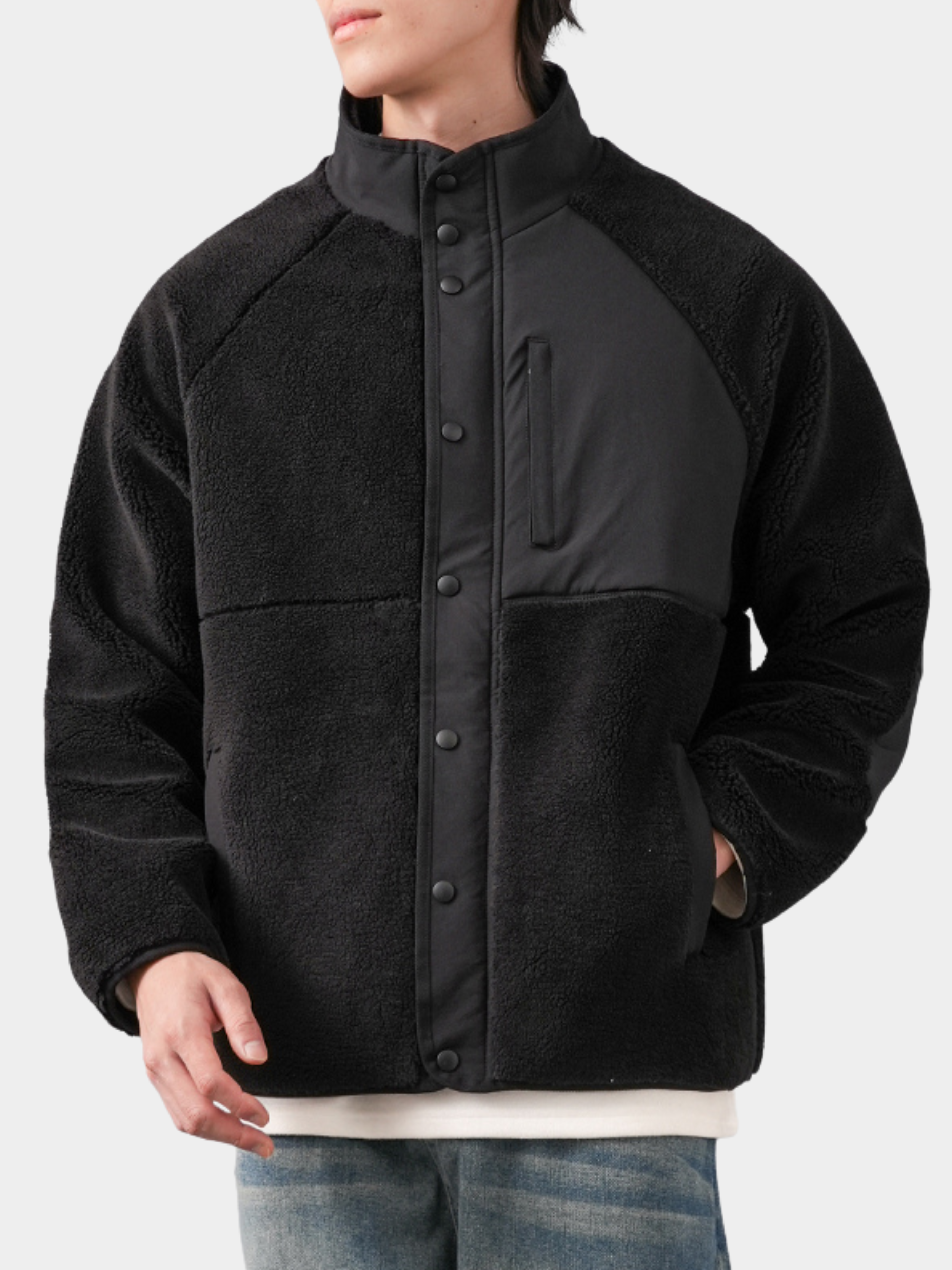 GlowBag - Men's Faux Shearling Thermal Stand Collar Jacket