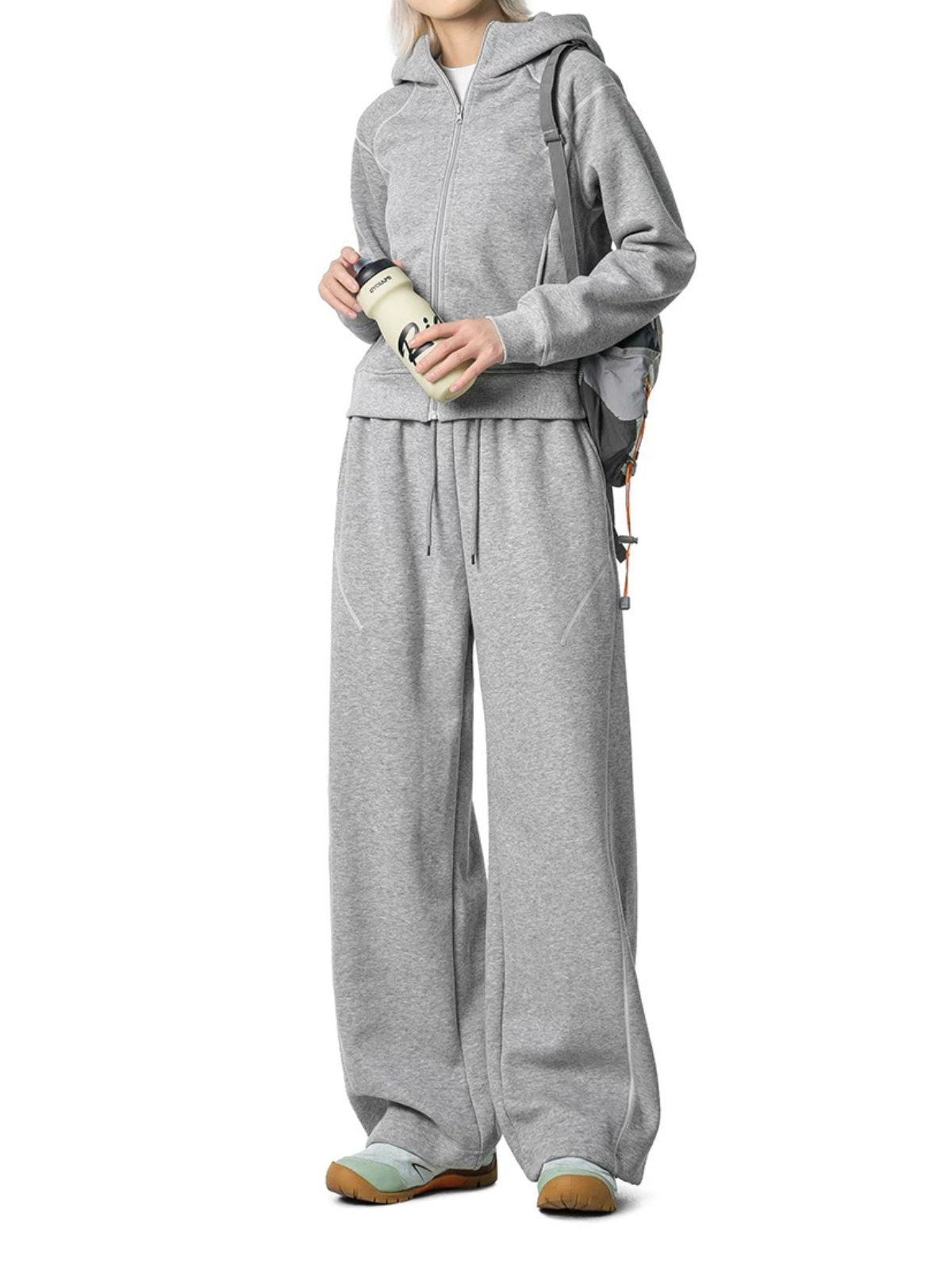 HawkSoar - Women's Contrast-Stitch Cropped Jacket & Wide-Leg Pants Set