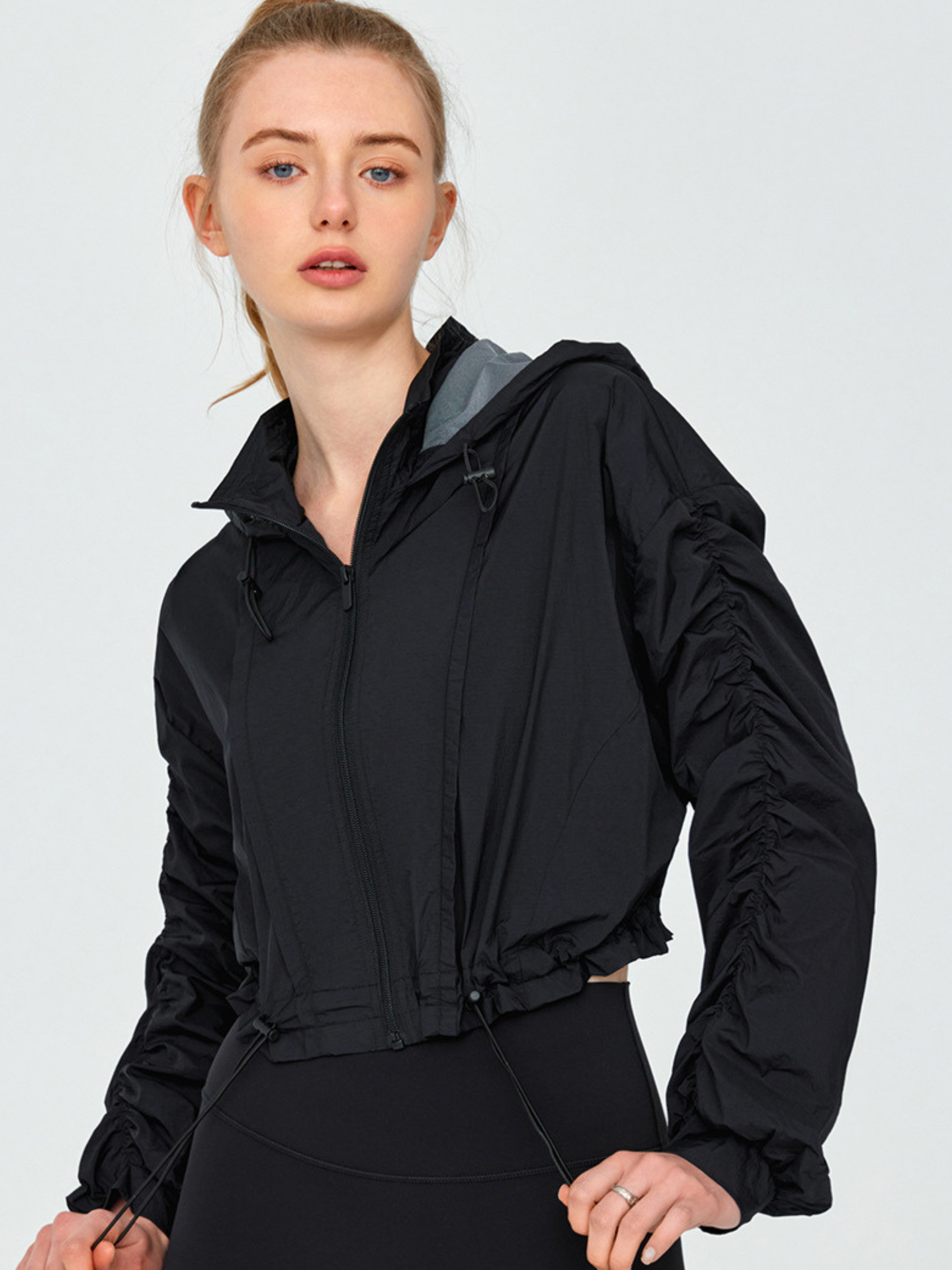 OwlBoard - Women's Lightweight Drawstring Hooded Yoga Jacket GONGGAR SPORTS