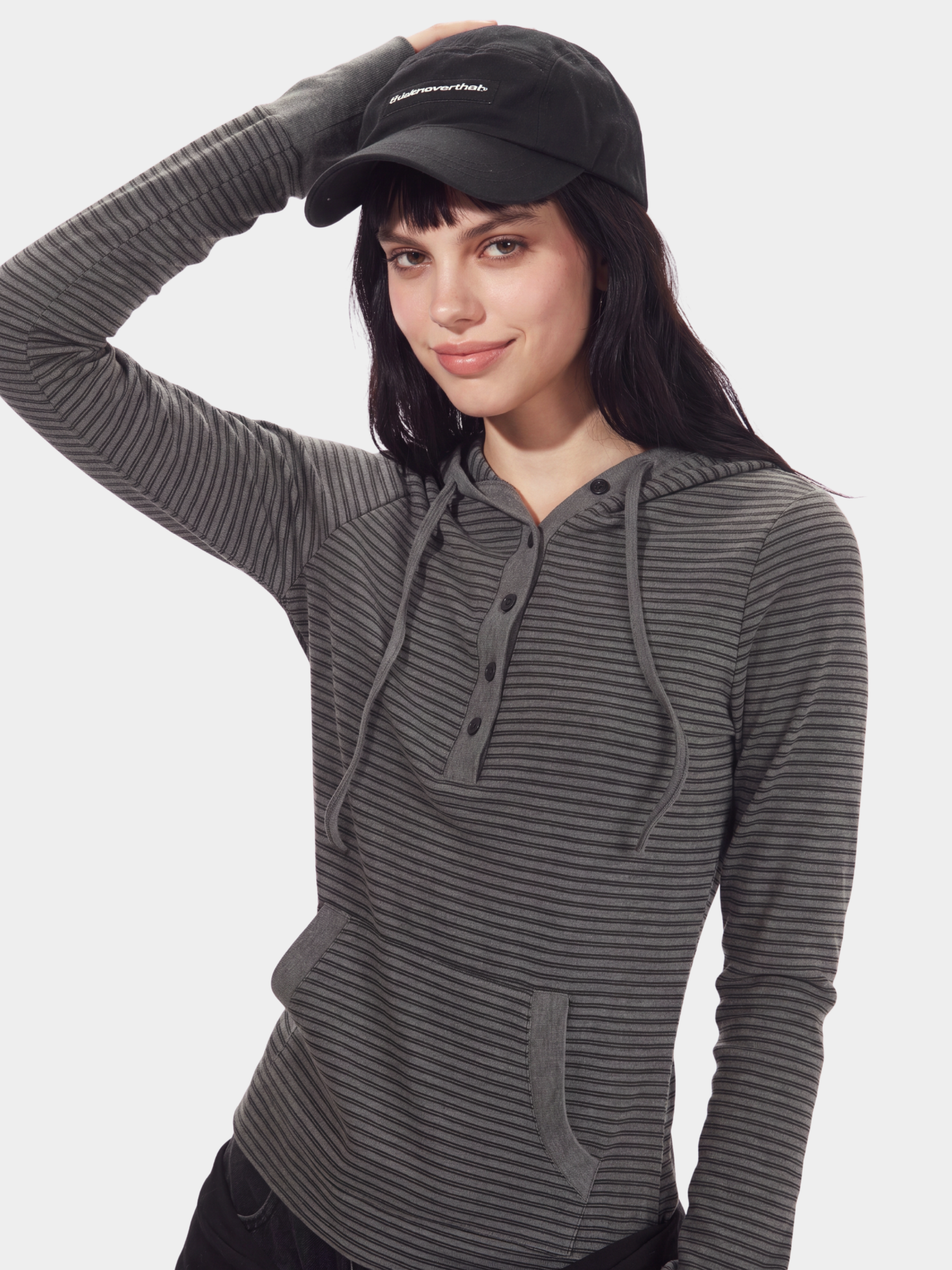 SlimDrift - Women's Striped Slim-Fit Hooded Long Sleeve T-Shirt