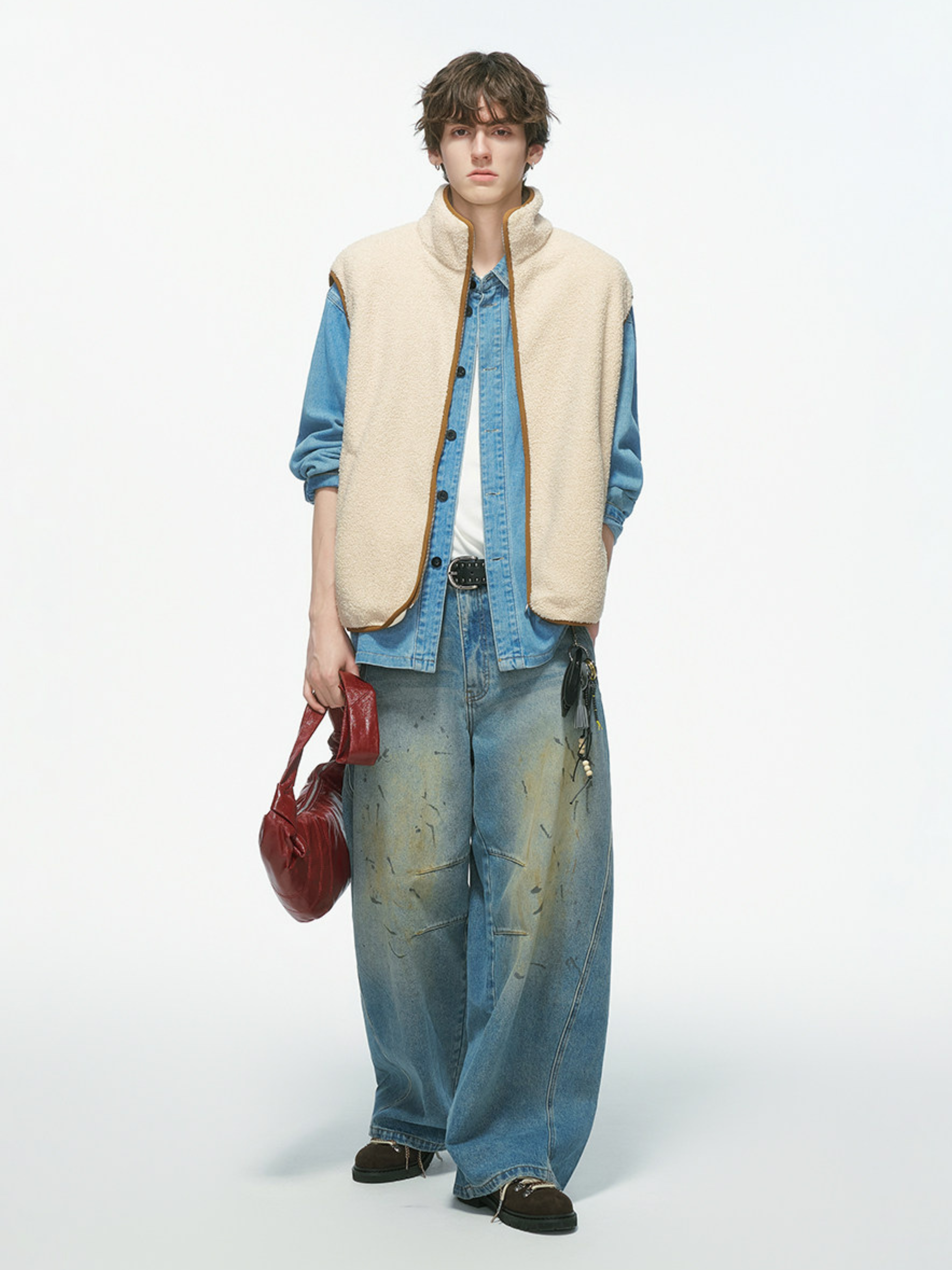 Ashveil - Men's Color-Block Shearling-Lined Vest