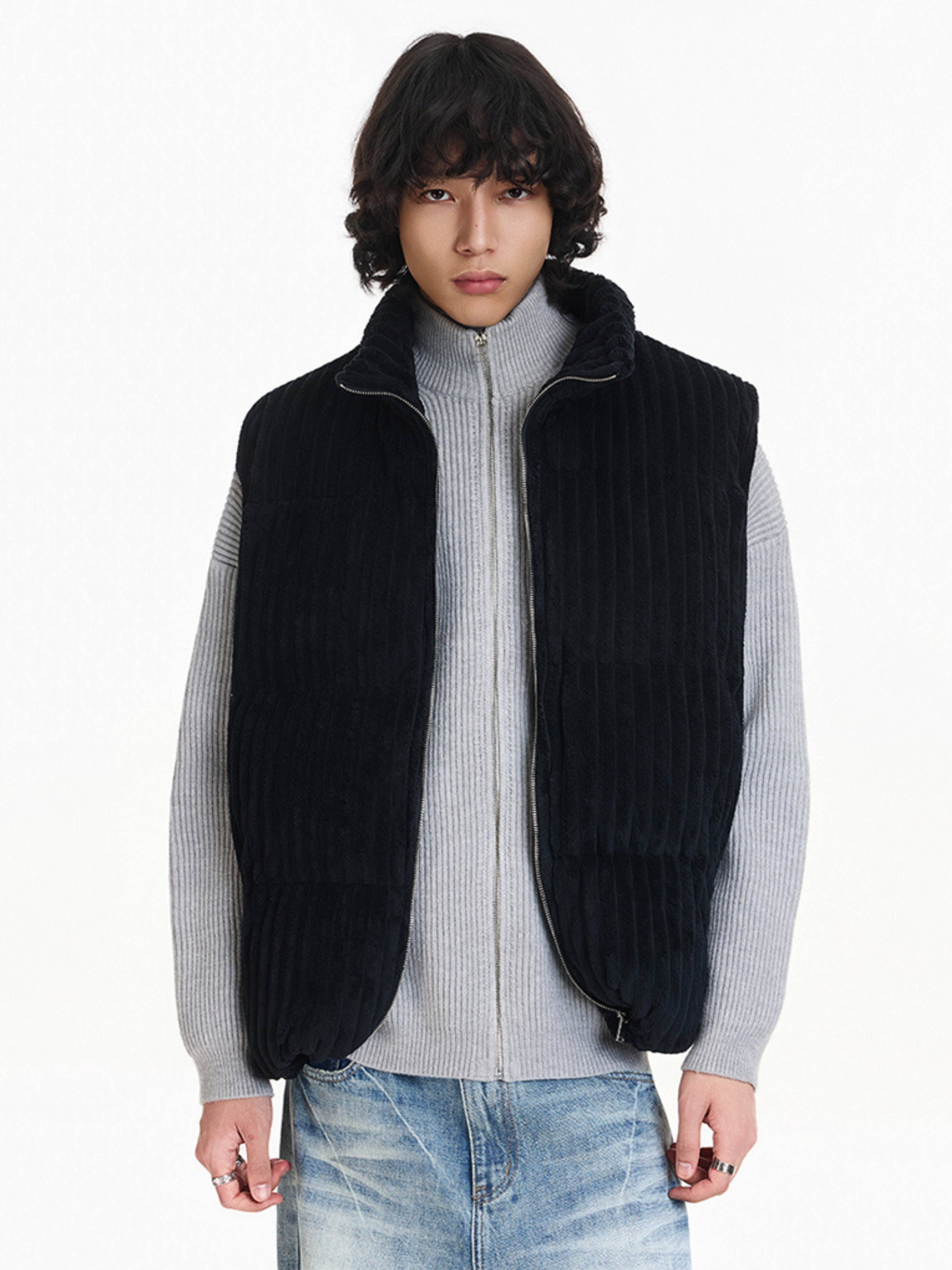 Ember - Unisex Corduroy Stand-Collar Padded Vest