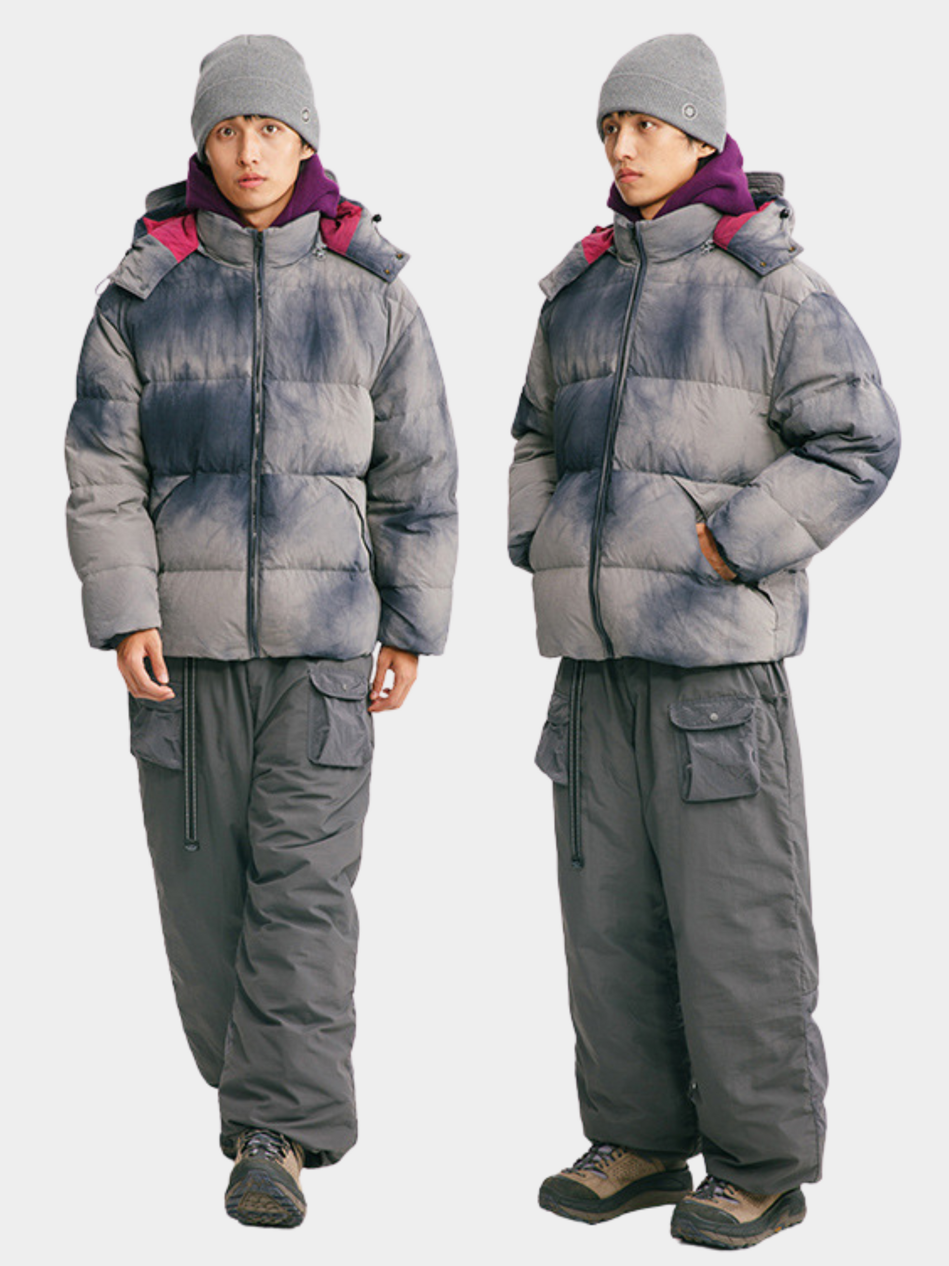 BluffTrail - Unisex 90% White Duck Down Tie-dye Detachable Hood Down Jacket GONGGAR SPORTS