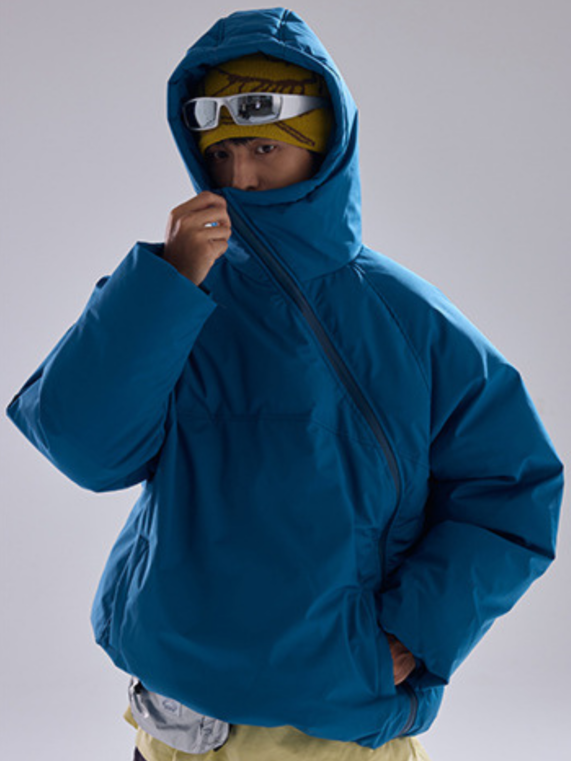 BluffGo - Unisex Asymmetric Zipper Hooded Puffer Jacket GONGGAR SPORTS