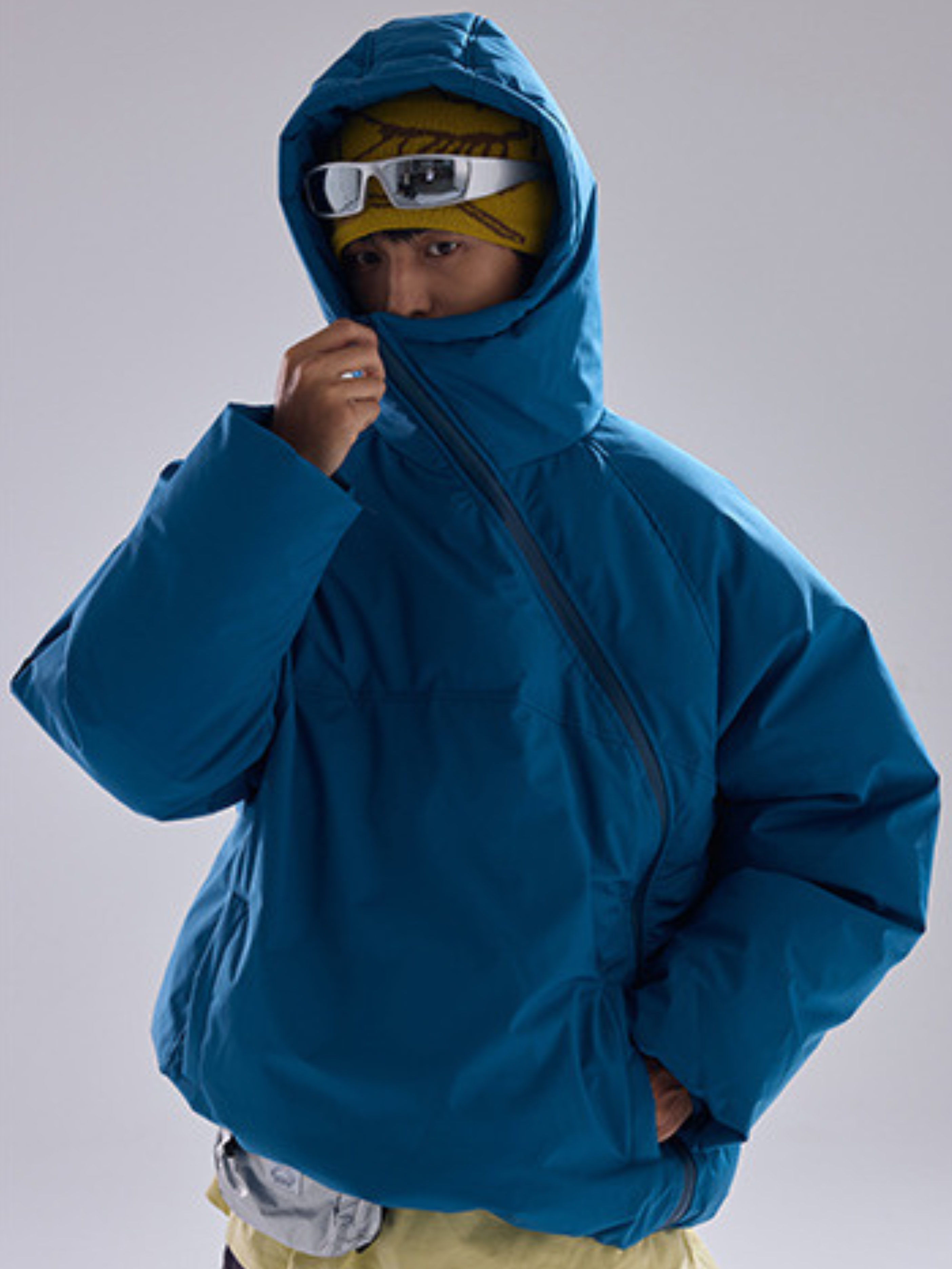 BluffGo - Unisex Asymmetric Zipper Hooded Puffer Jacket GONGGAR SPORTS