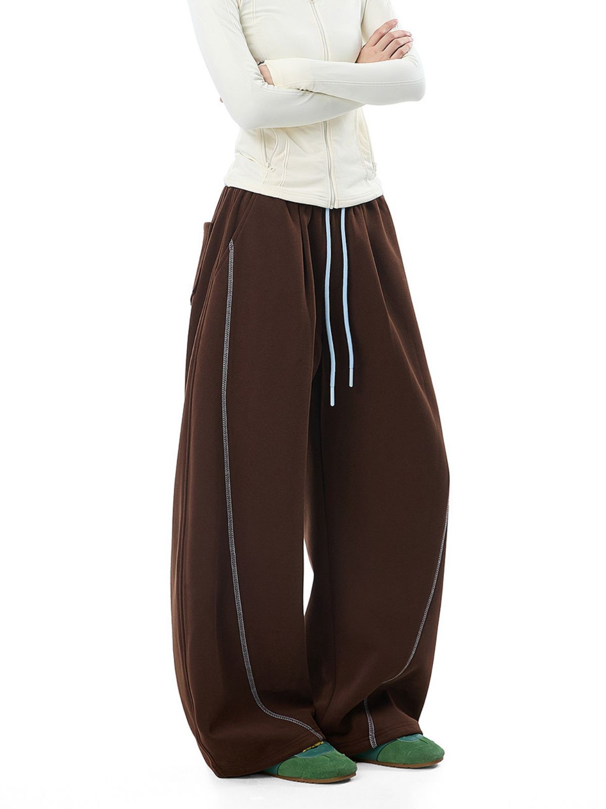 DustCloud - Women's Color-Block Curved-Leg Relaxed Sweatpants