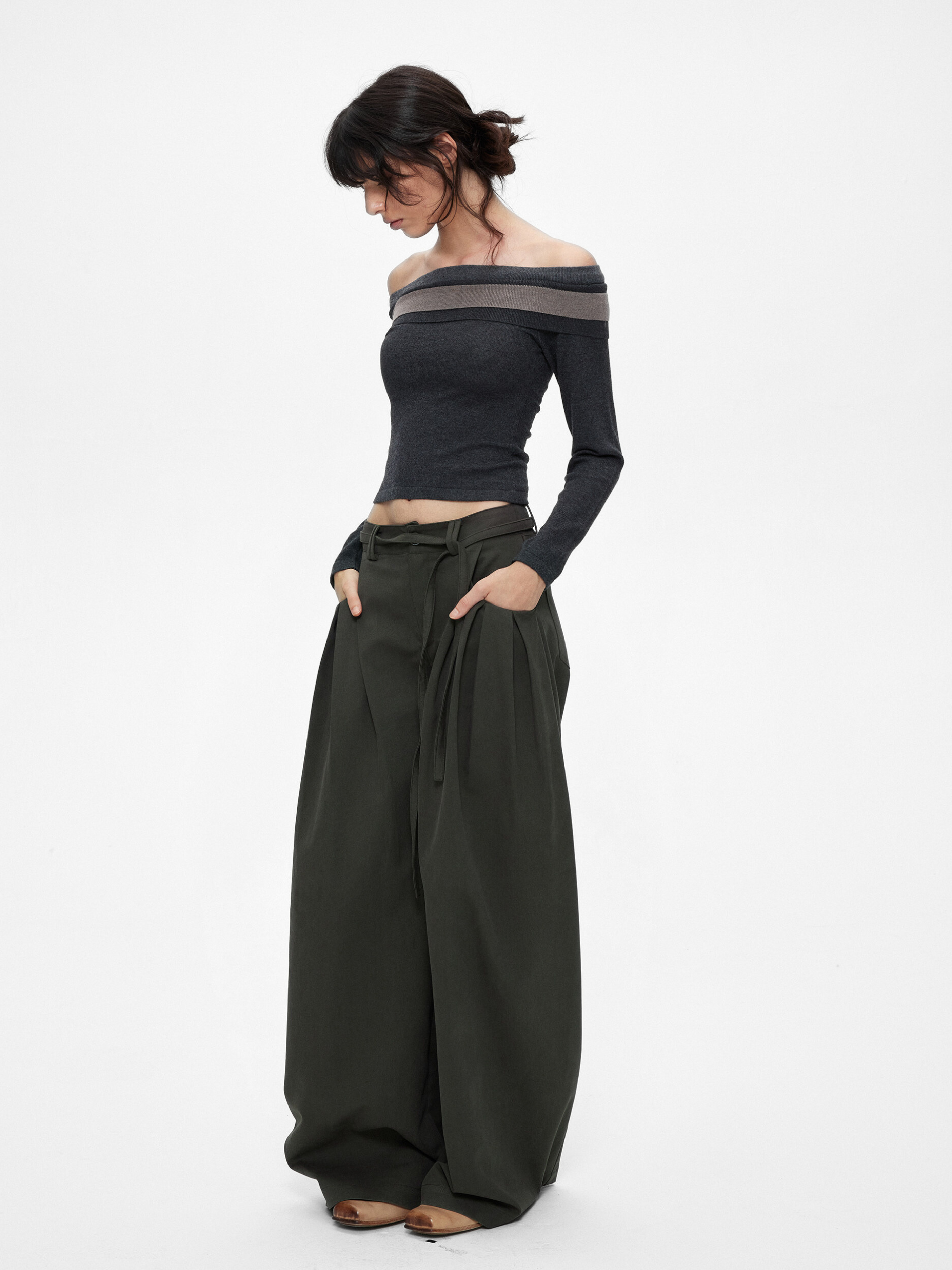 Ironwood - Women's Color-Block Off-Shoulder Knit Slim-Fit Top