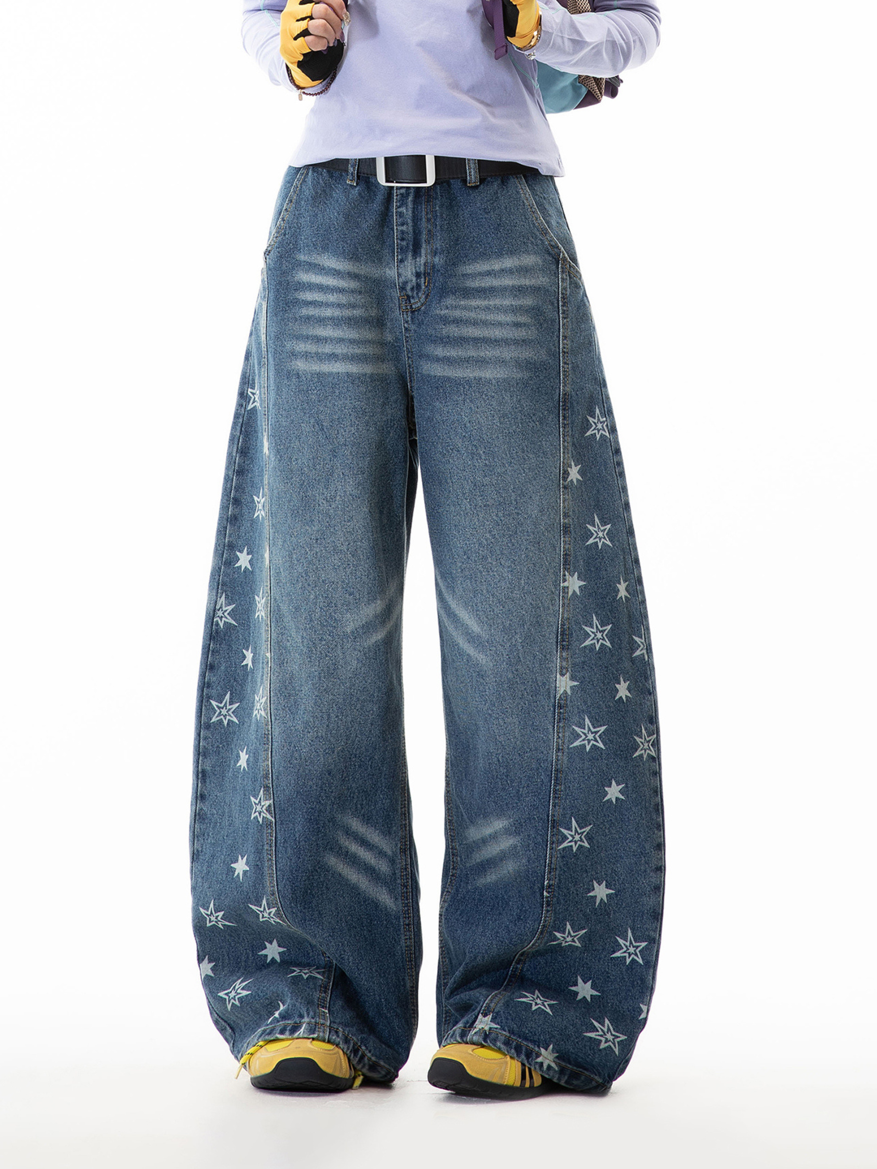 Gravitas - Women's Star-Print Washed Scimitar Denim Pants