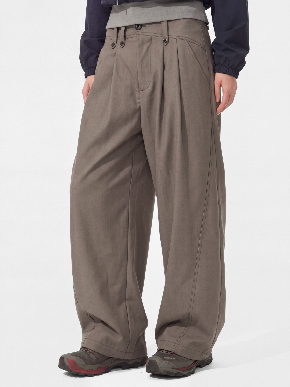 PleatCreek - Unisex Pleated Relaxed Draped Curved-Leg Pants