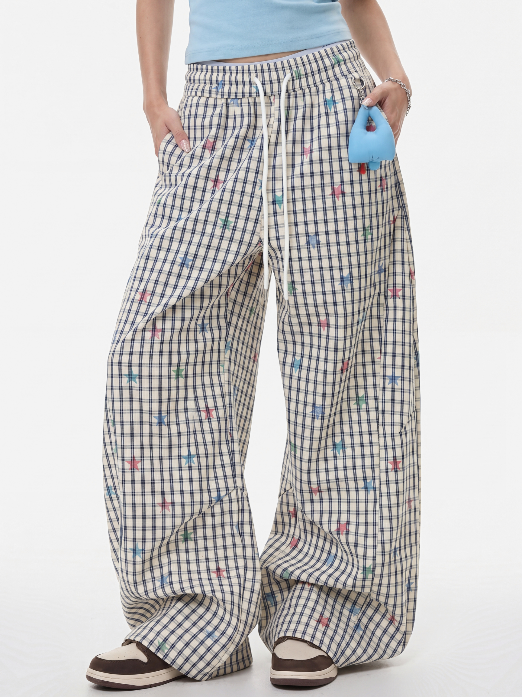 Stitch - Women's Colorful Star Stripe Wide-Leg Pants