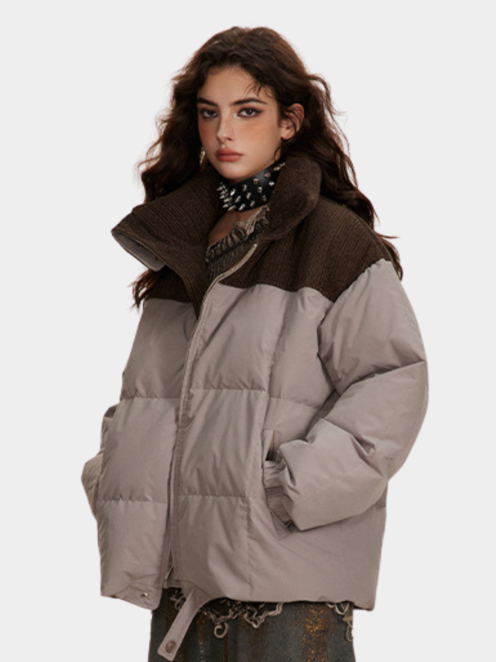Pinestride - Women‘s Color-Block 90% White Duck Down Jacket GONGGAR SPORTS