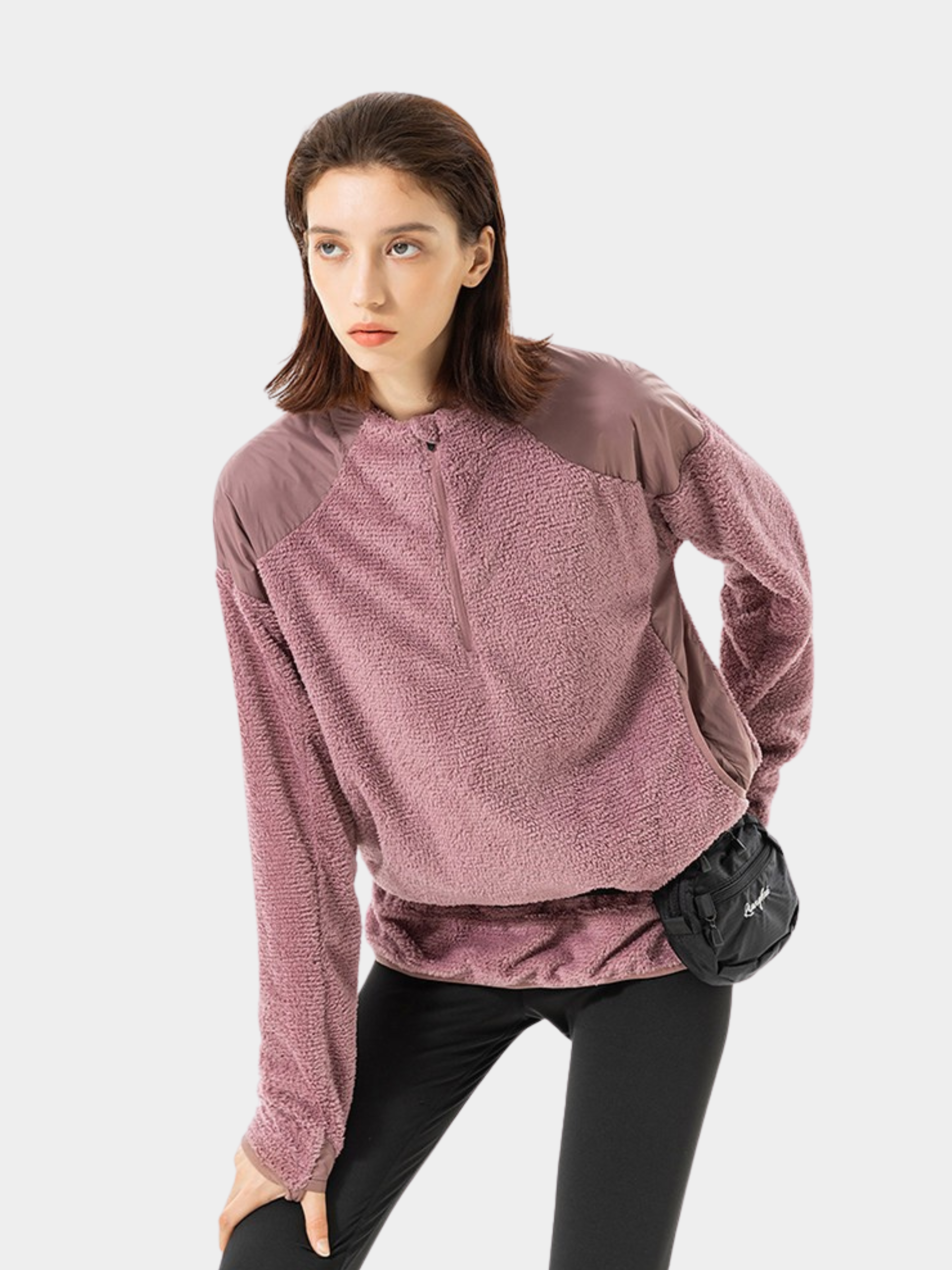 Ashtop - Thermal Fleece Half-Zip Mock Neck Sweatshirt