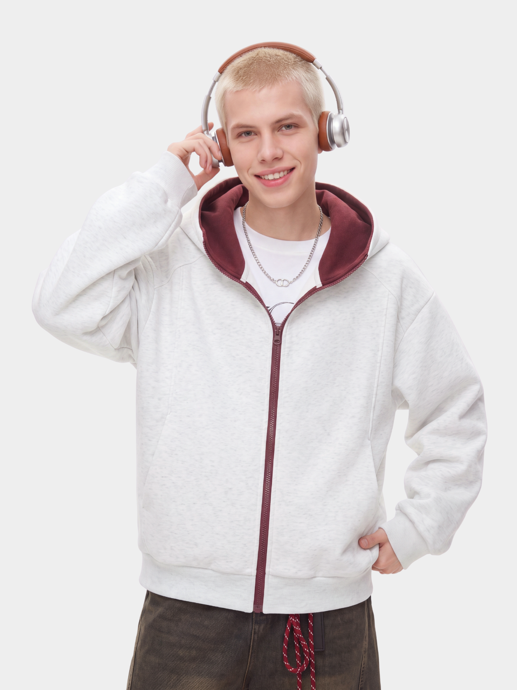 NeckVeil - Men's Contrast Color High Neck Zip-Up Jacket